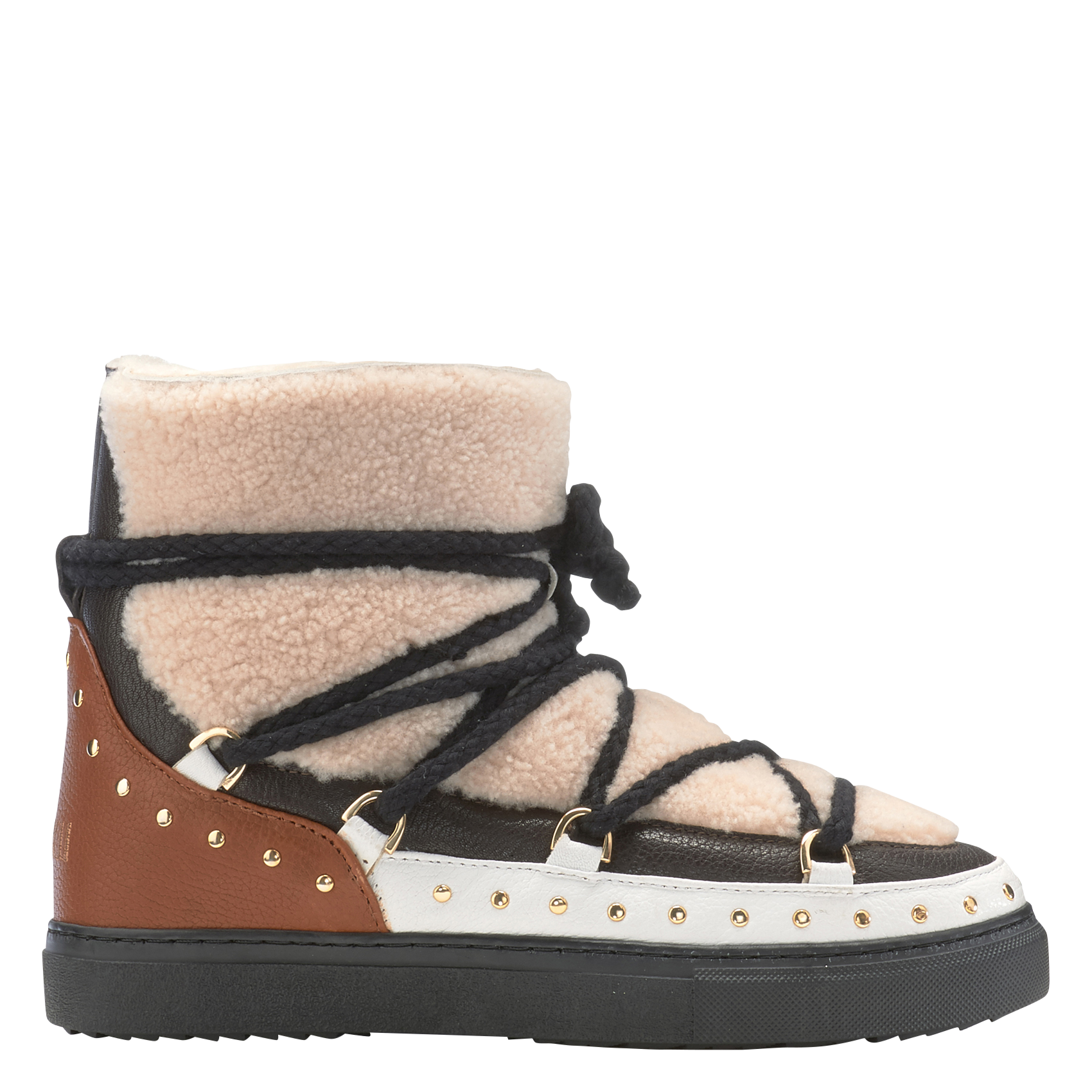 Bottines fourrées bi matière à clous  INUIKII Beige