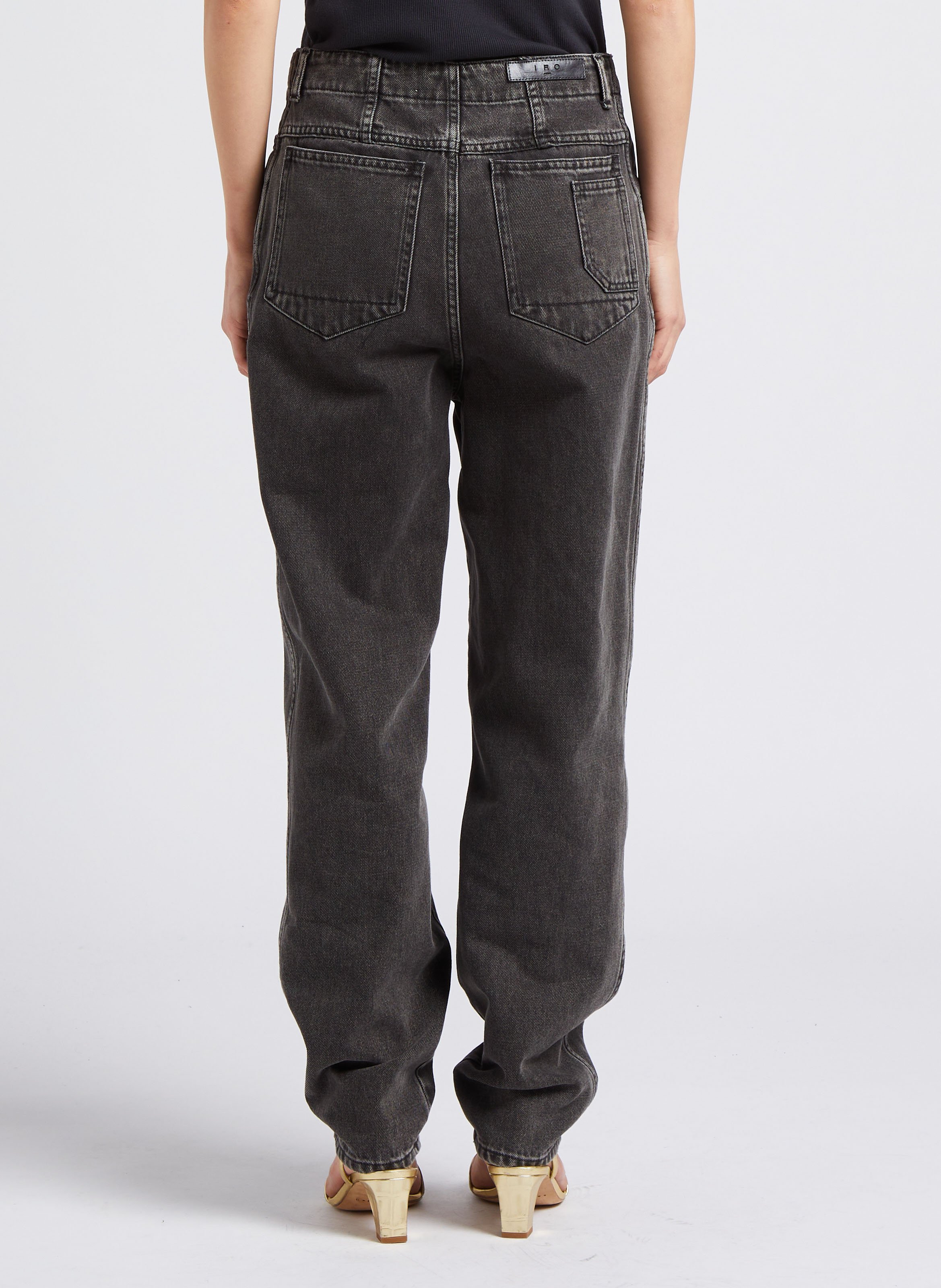 High-waisted cotton carrot jeans IRO Grey