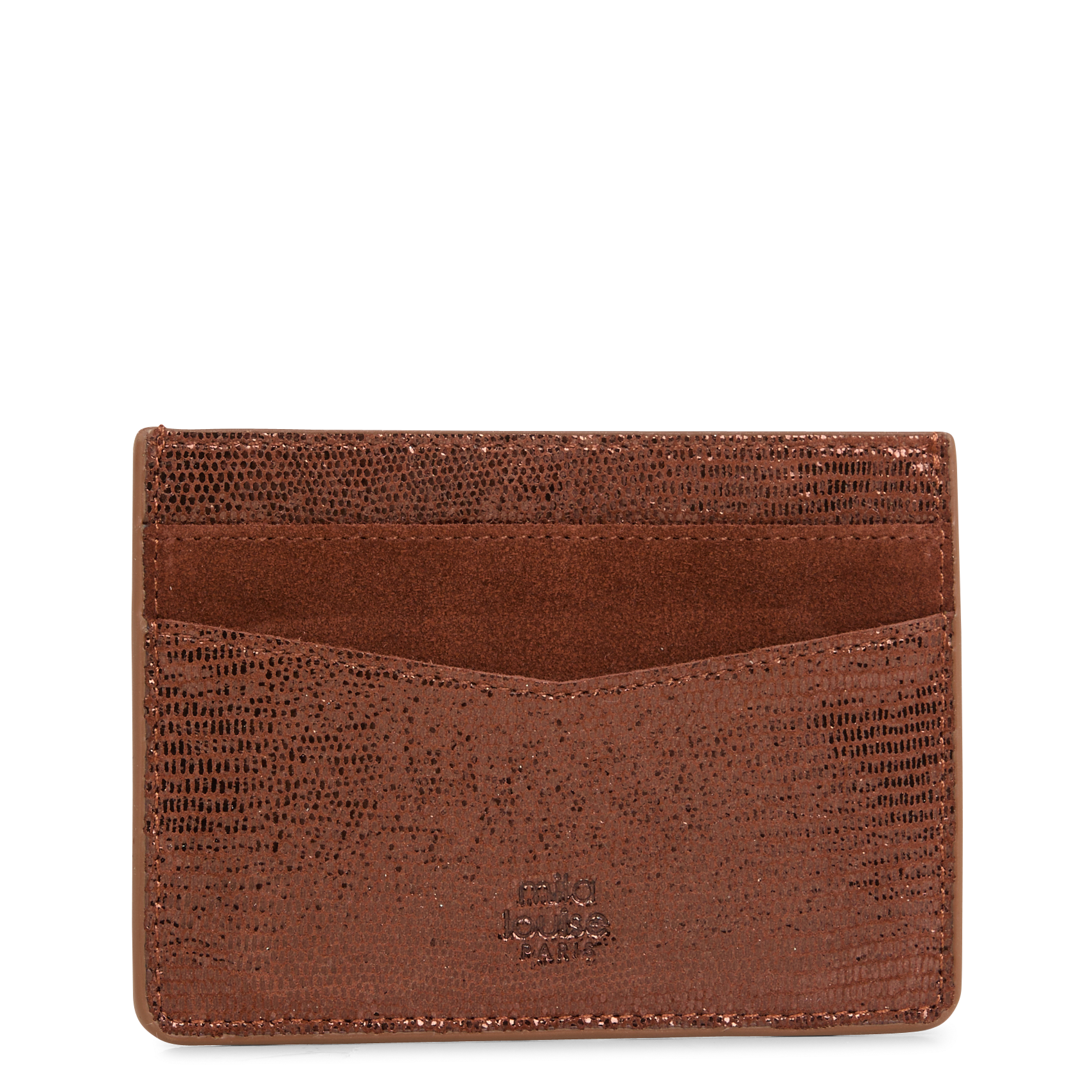 Creditcardhouder van glanzend leer MILA LOUISE Bruin