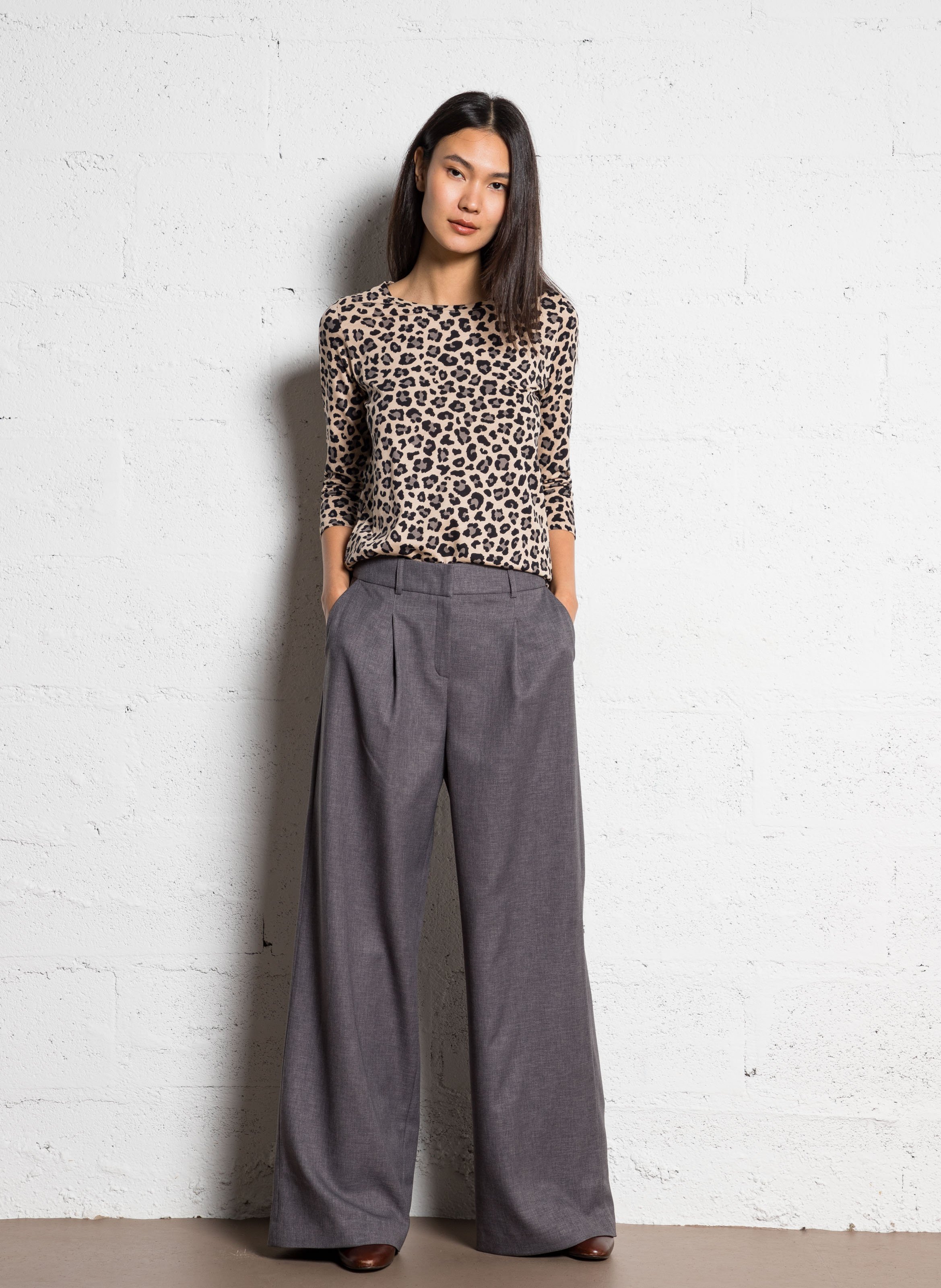 Azawood high-waisted wide-leg trousers MAISON 123 Grey