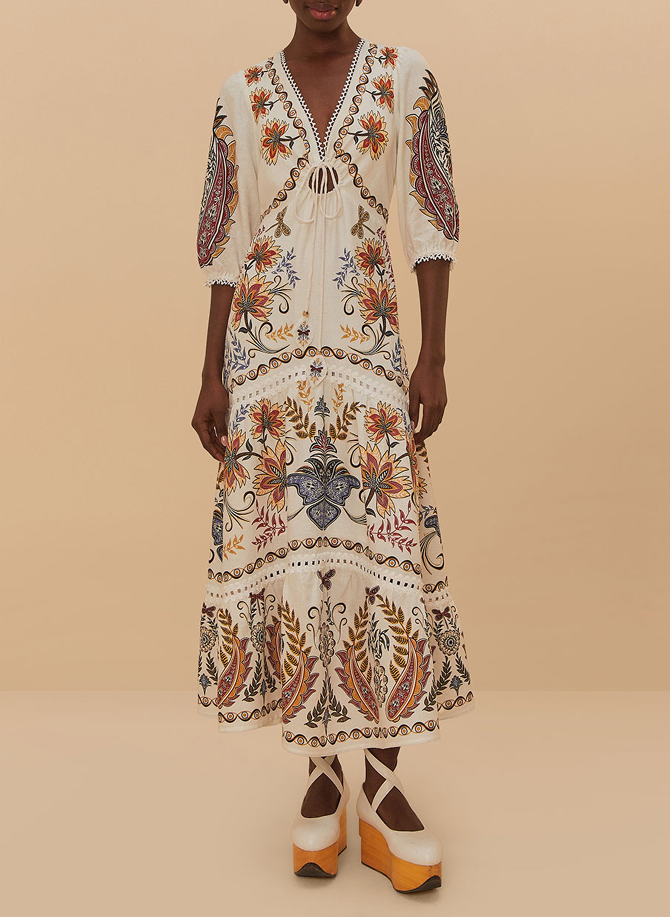 Robe Pull Farm Rio XL - Blanc Cassé Acrylique, Style Midi Tressé