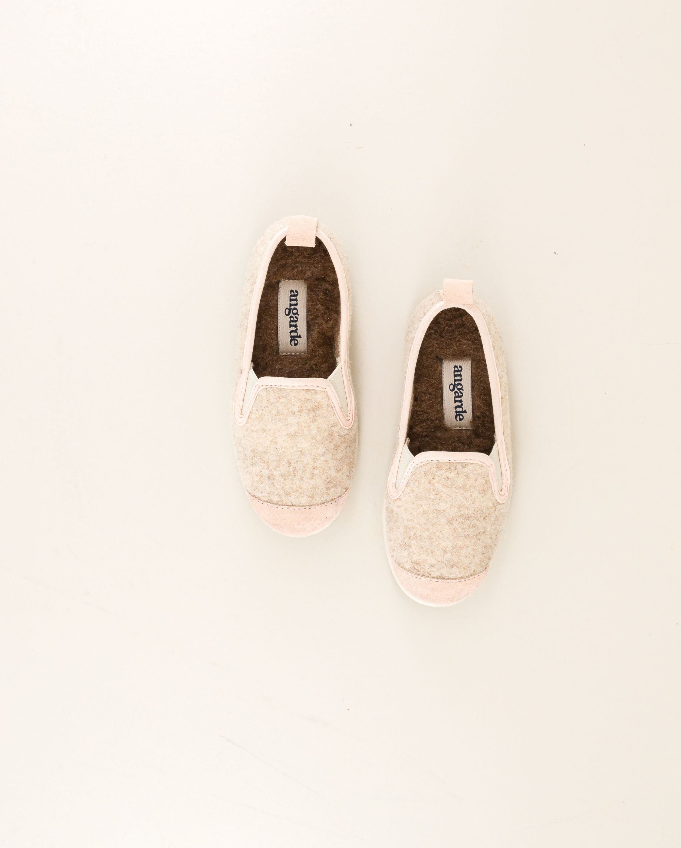 Child's wool slipper, beige powder pink ANGARDE Beige