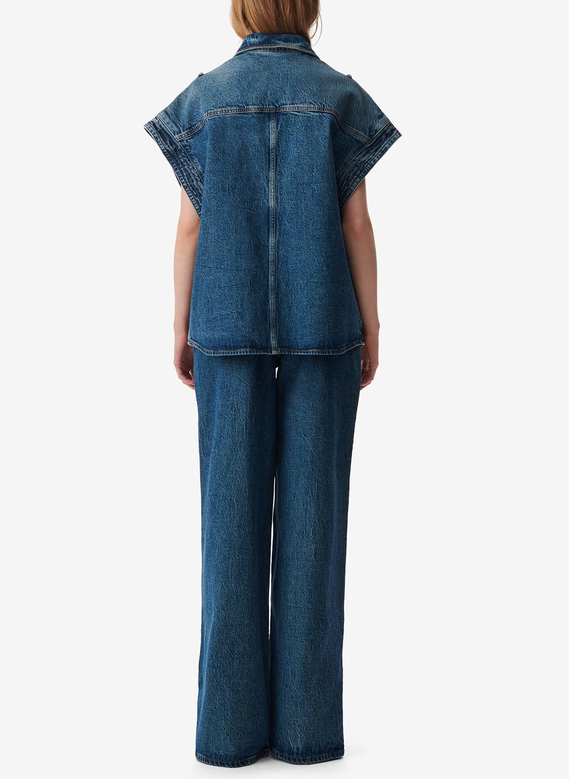 Chemise col classique manches contrastantes en coton IRO Blue