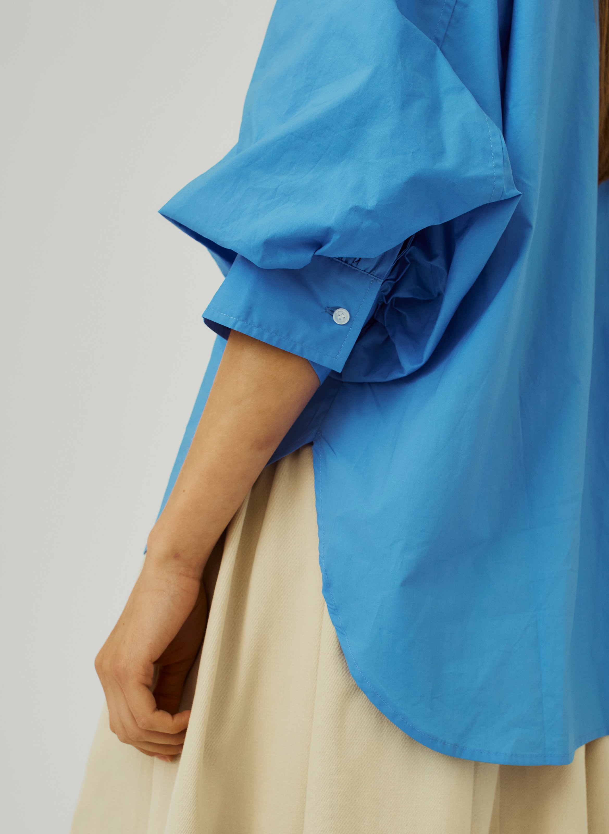 Cotton balloon sleeve blouse NORR Blue