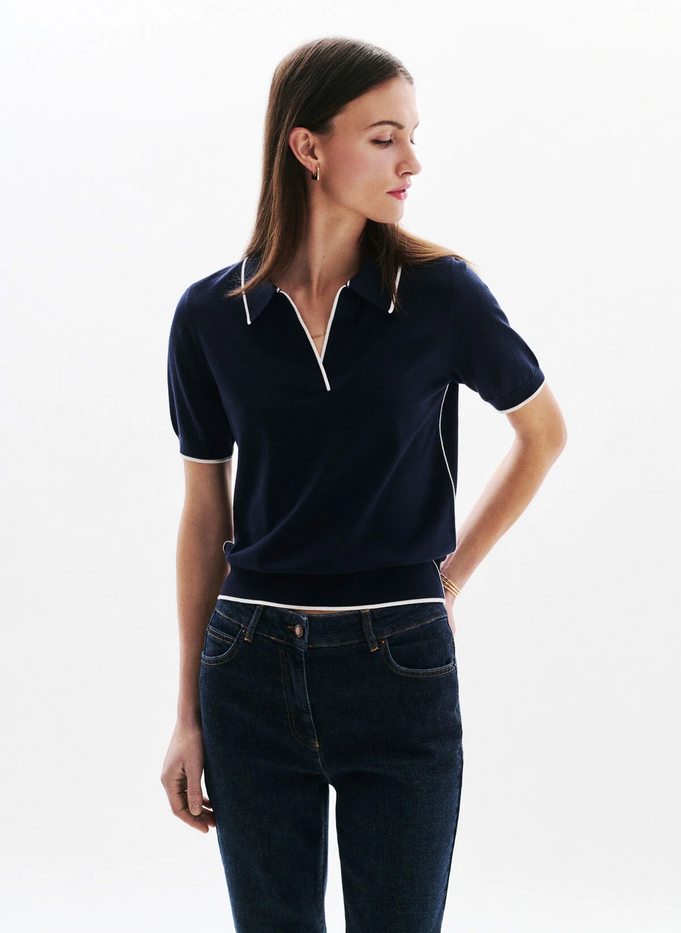 Pull droit col classique CAROLL Bleu