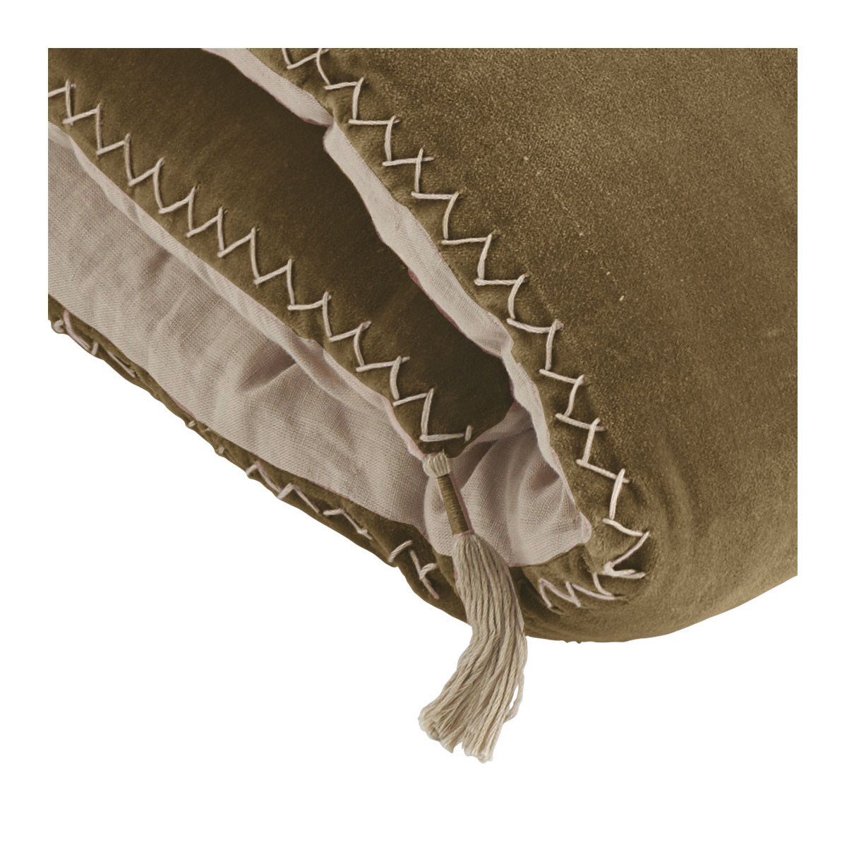 Futon taupe en velours de coton BLANC D'IVOIRE Marron