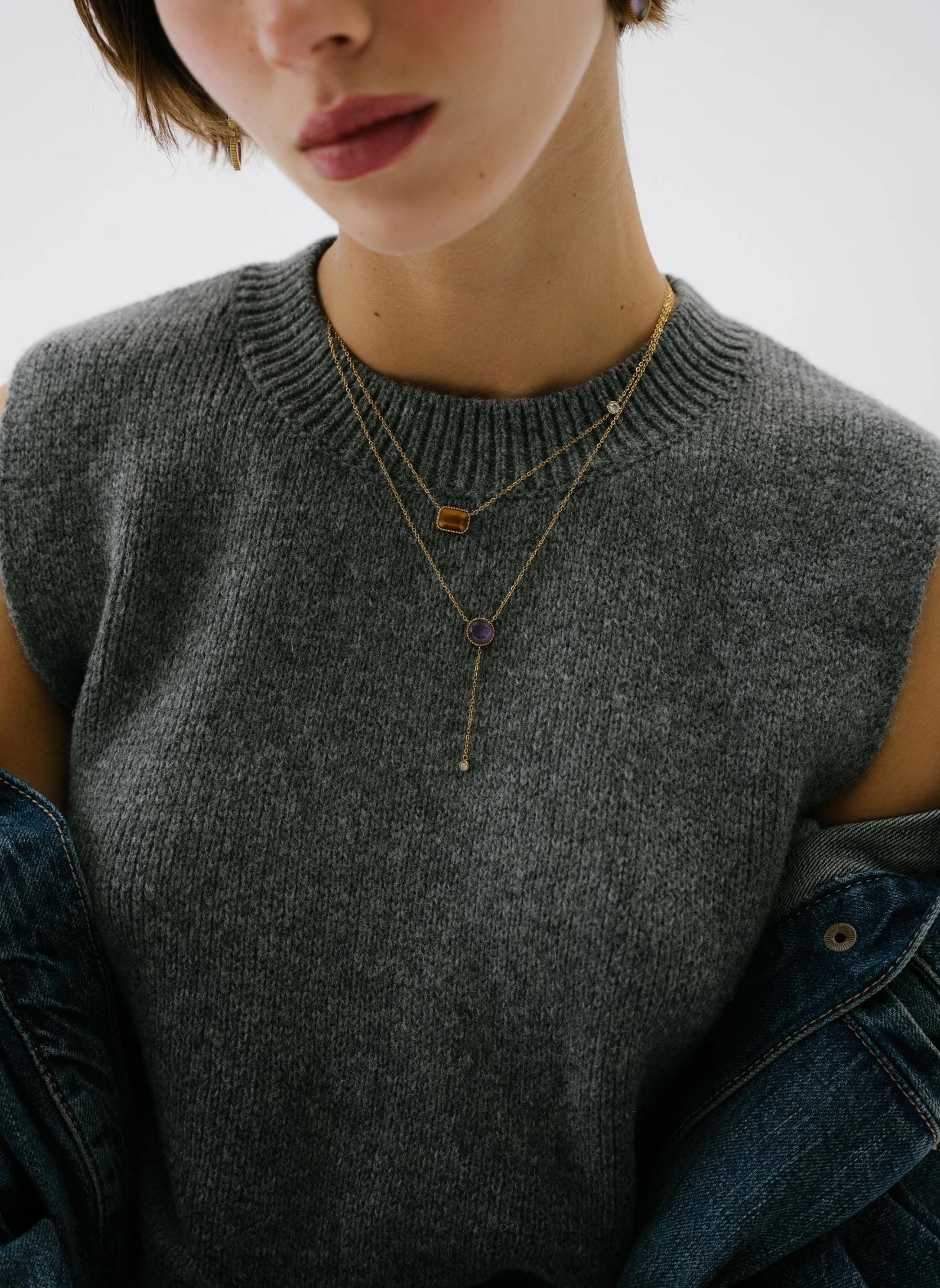 Chain necklace SUNNA AEC Paris Purple