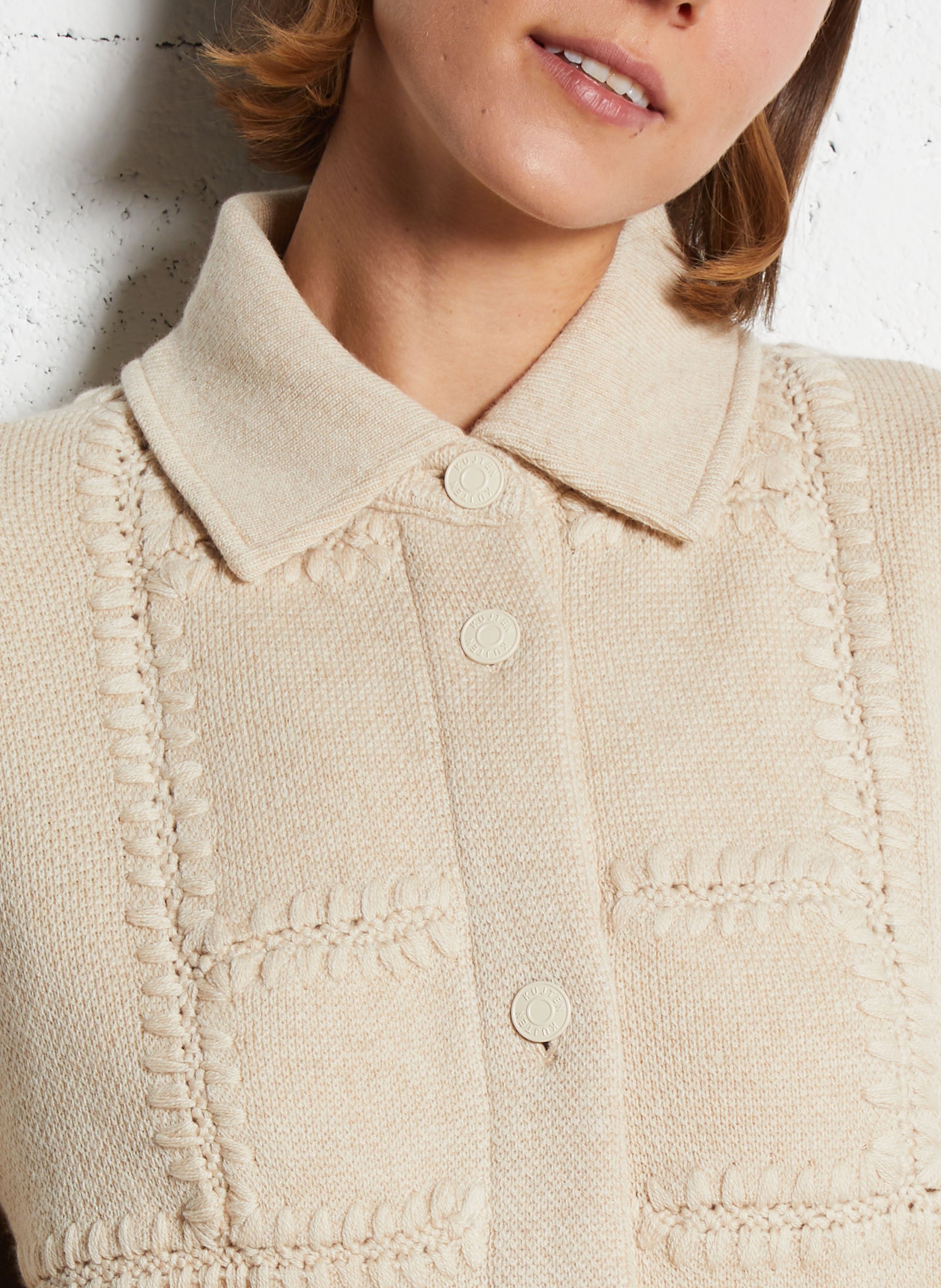Veste ample col classique en cachemire KUJTEN Beige