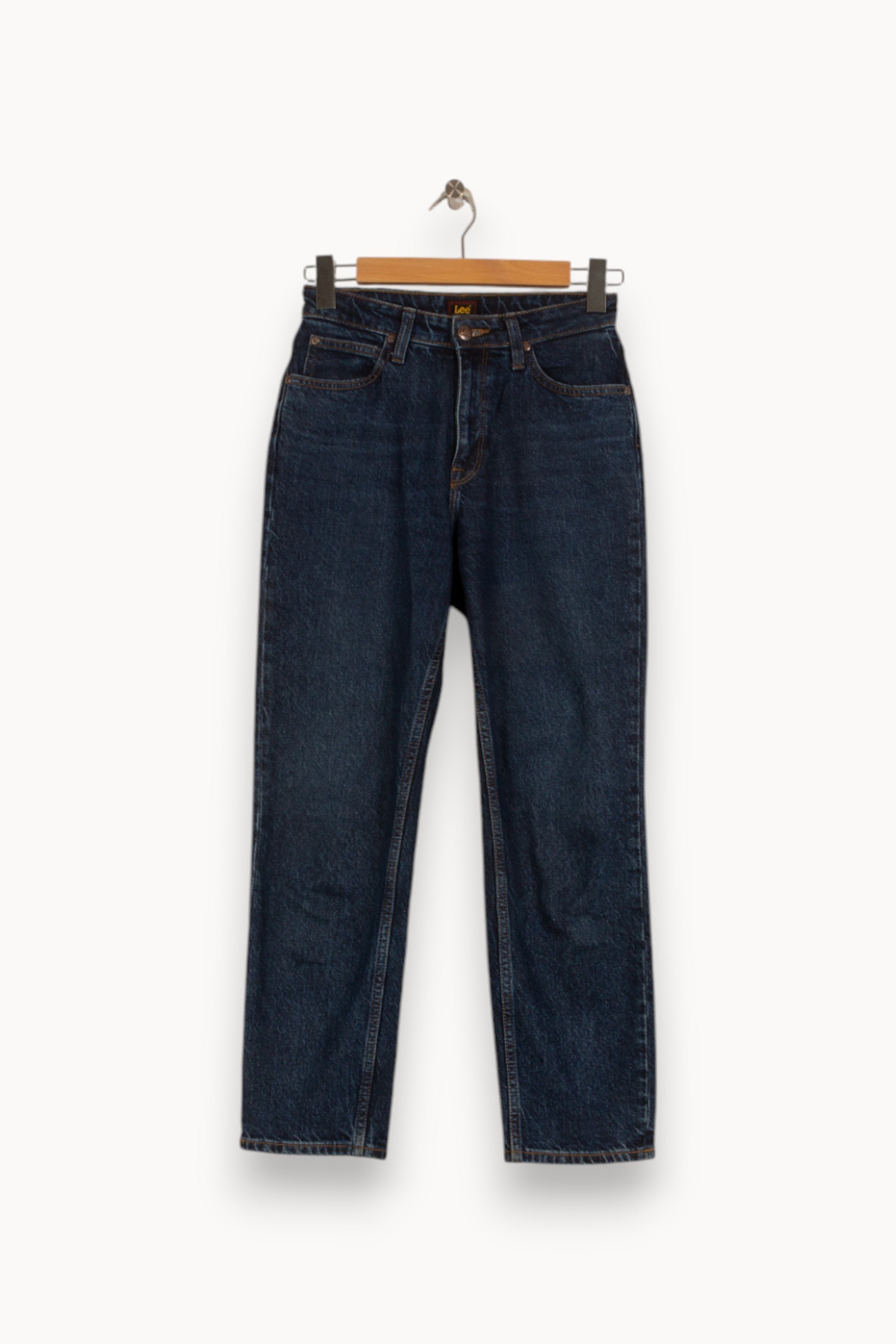 Cropped slim jeans with studs LEE - Seconde Main Blue