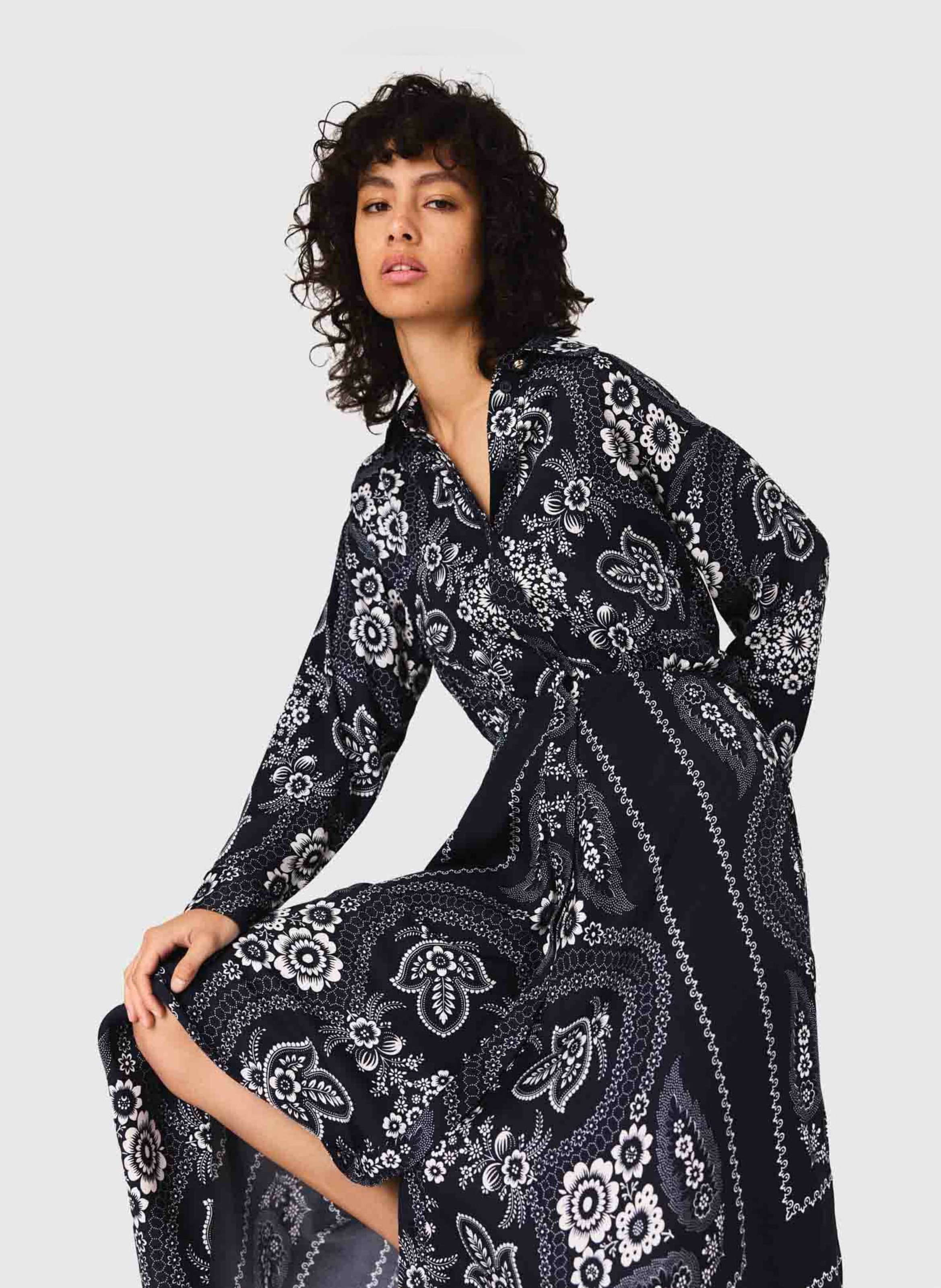 Robe chemise longue col classique MAJE Bleu