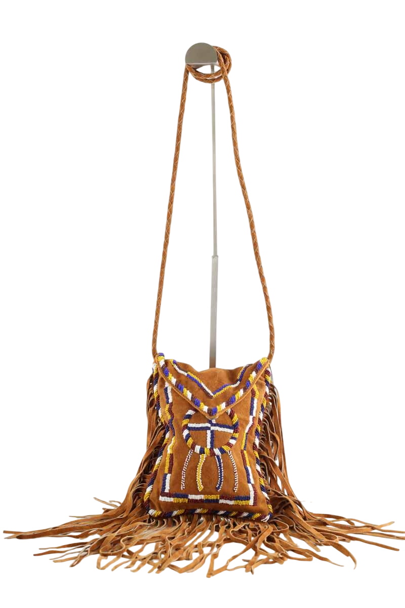 Leather messenger bag ANTIK BATIK - Seconde Main Brown