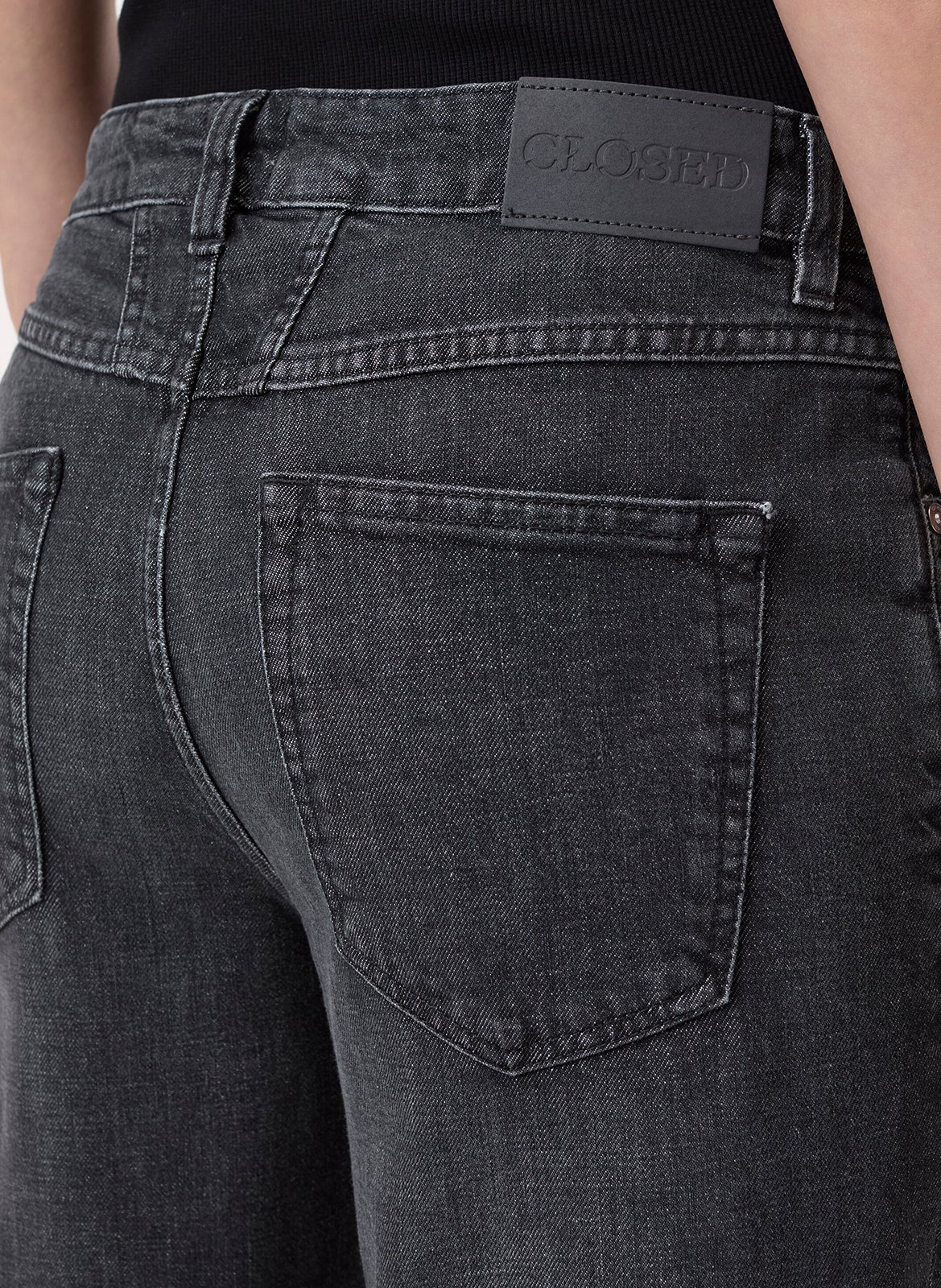 High-waisted wide-leg washed jeans CLOSED Black