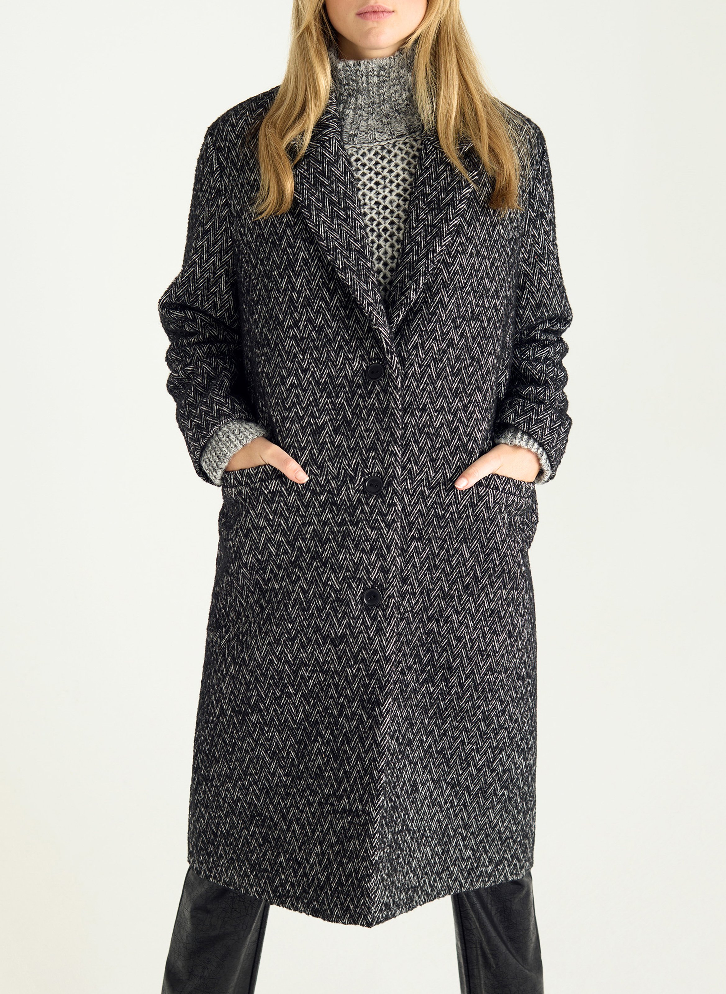 Lonng manteau col tailleur COTELAC Noir