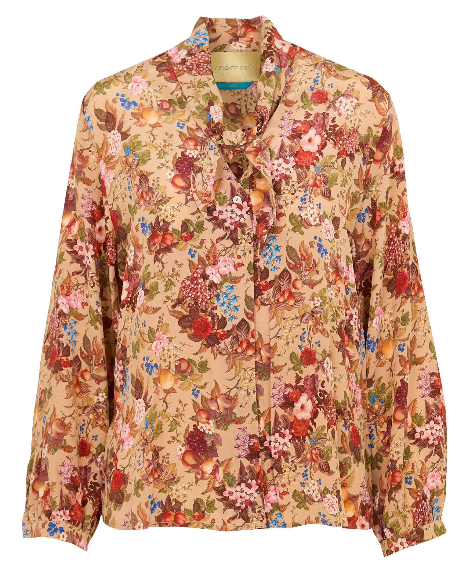 Chemise col lavallière en soie MOMONI Beige