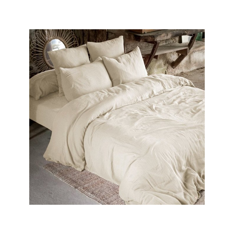 "Duvet cover set "Gaia" all sizes "cotton gauze"" L'EFFET PAPILLON Brown
