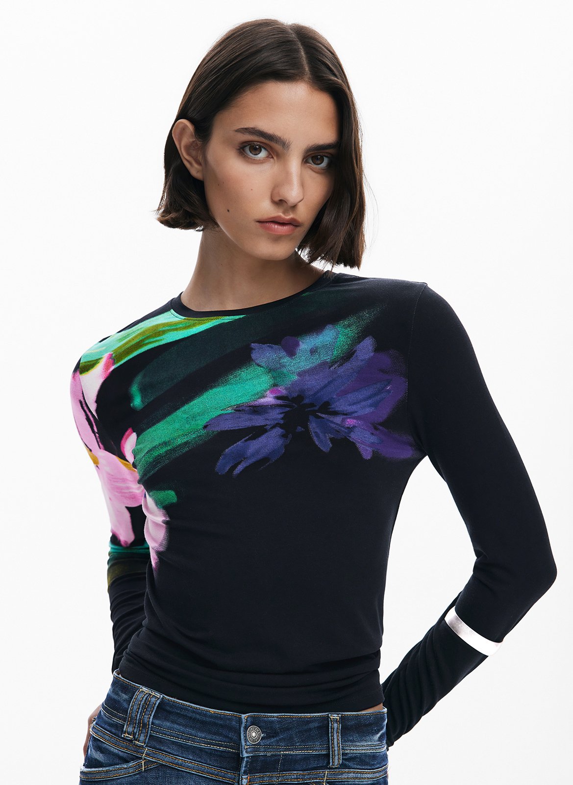 Tee-shirt col rond DESIGUAL Noir