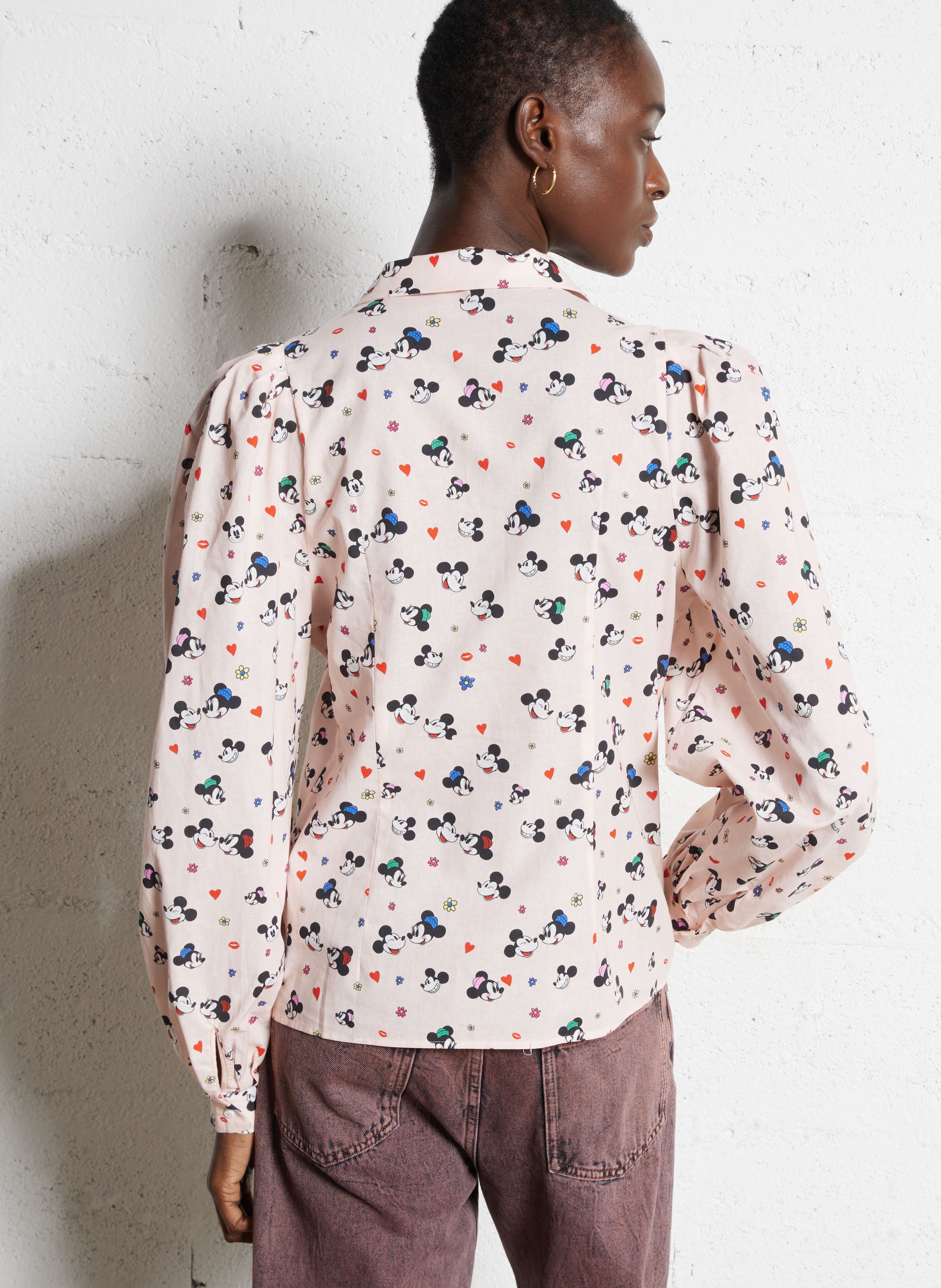 Gerade geschnittene Baumwollbluse mit Bubikragen BERENICE Rosa