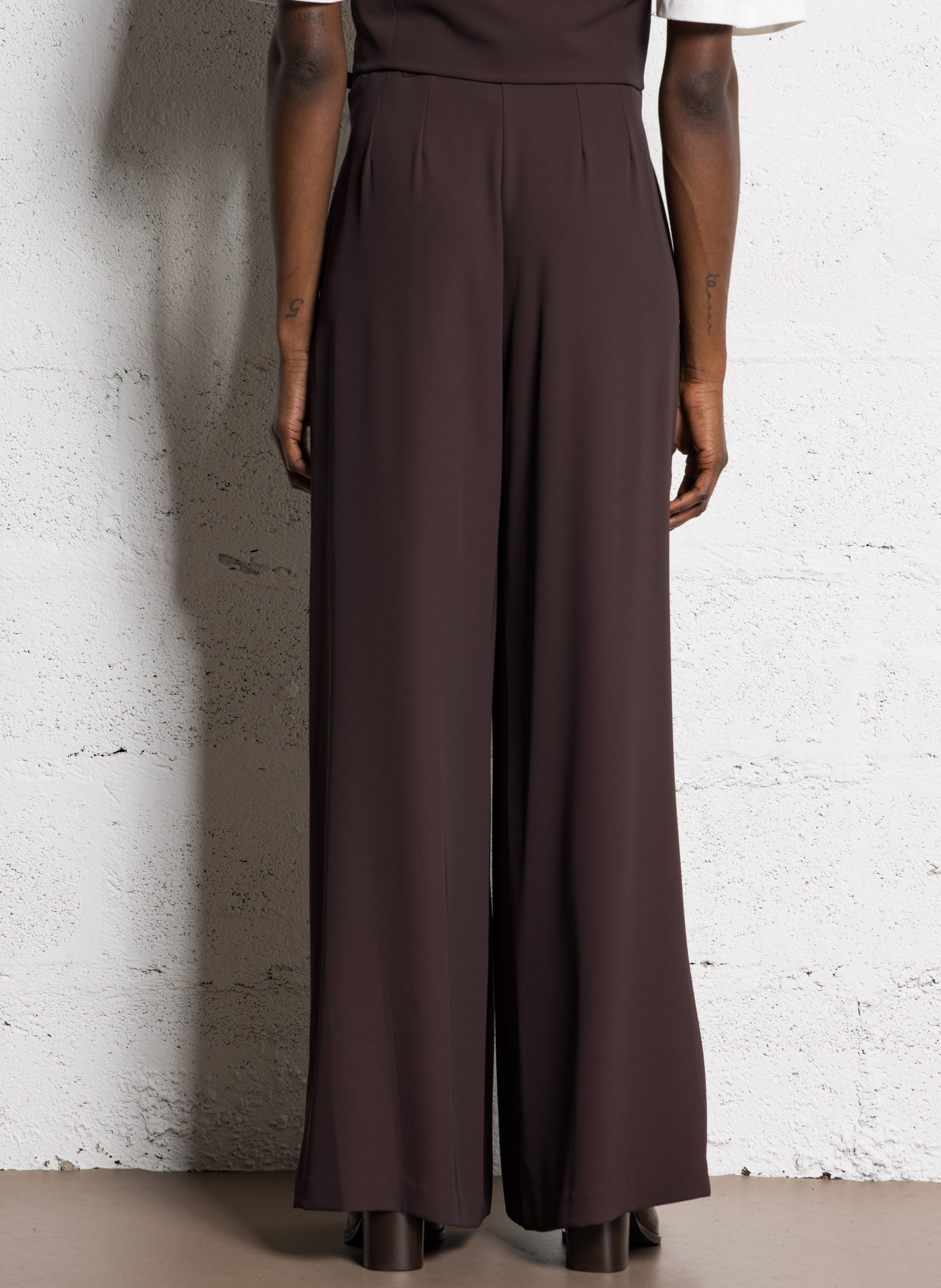 Pantalon large taille haute IMPERIAL Marron