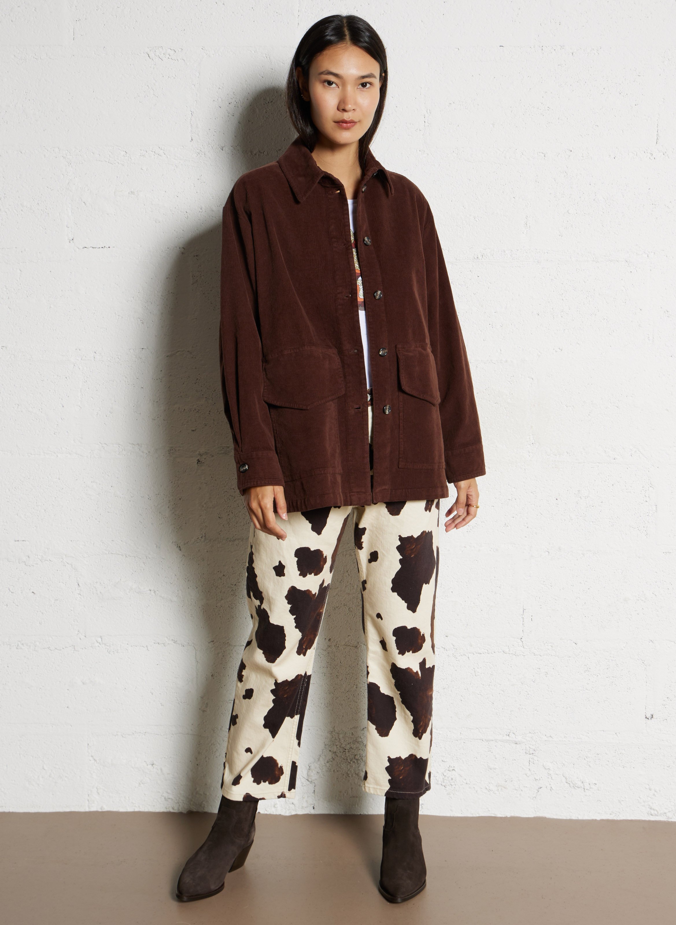 Veste oversize en coton mélangé PLEASE Marron