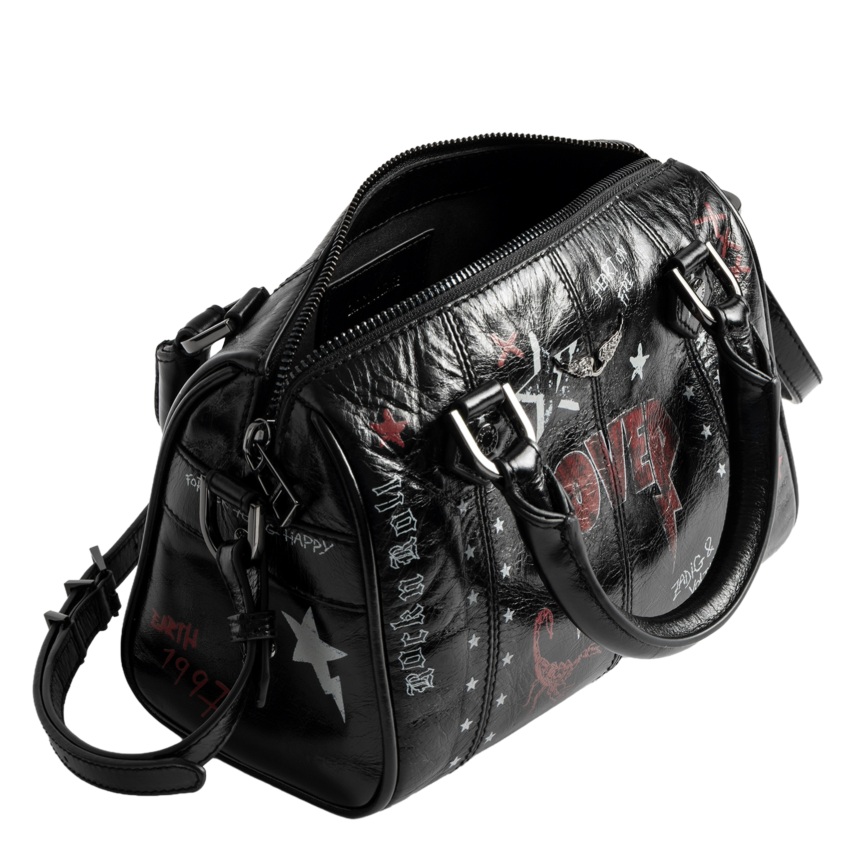 Bowlingtas van nerfleer met rits ZADIG&VOLTAIRE Zwart