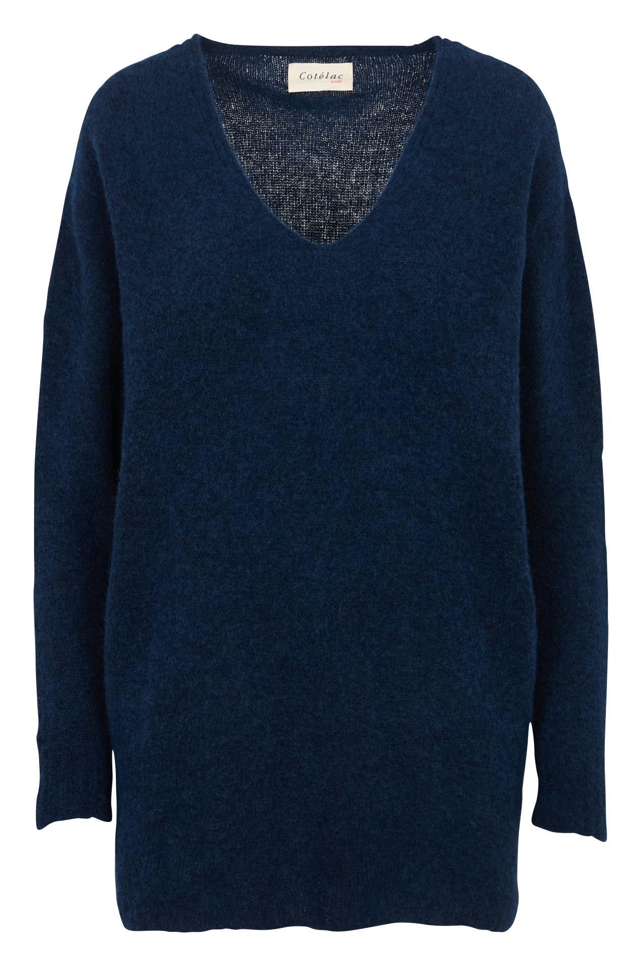 Pull oversize col V en maille moelleuse ACOTE Bleu