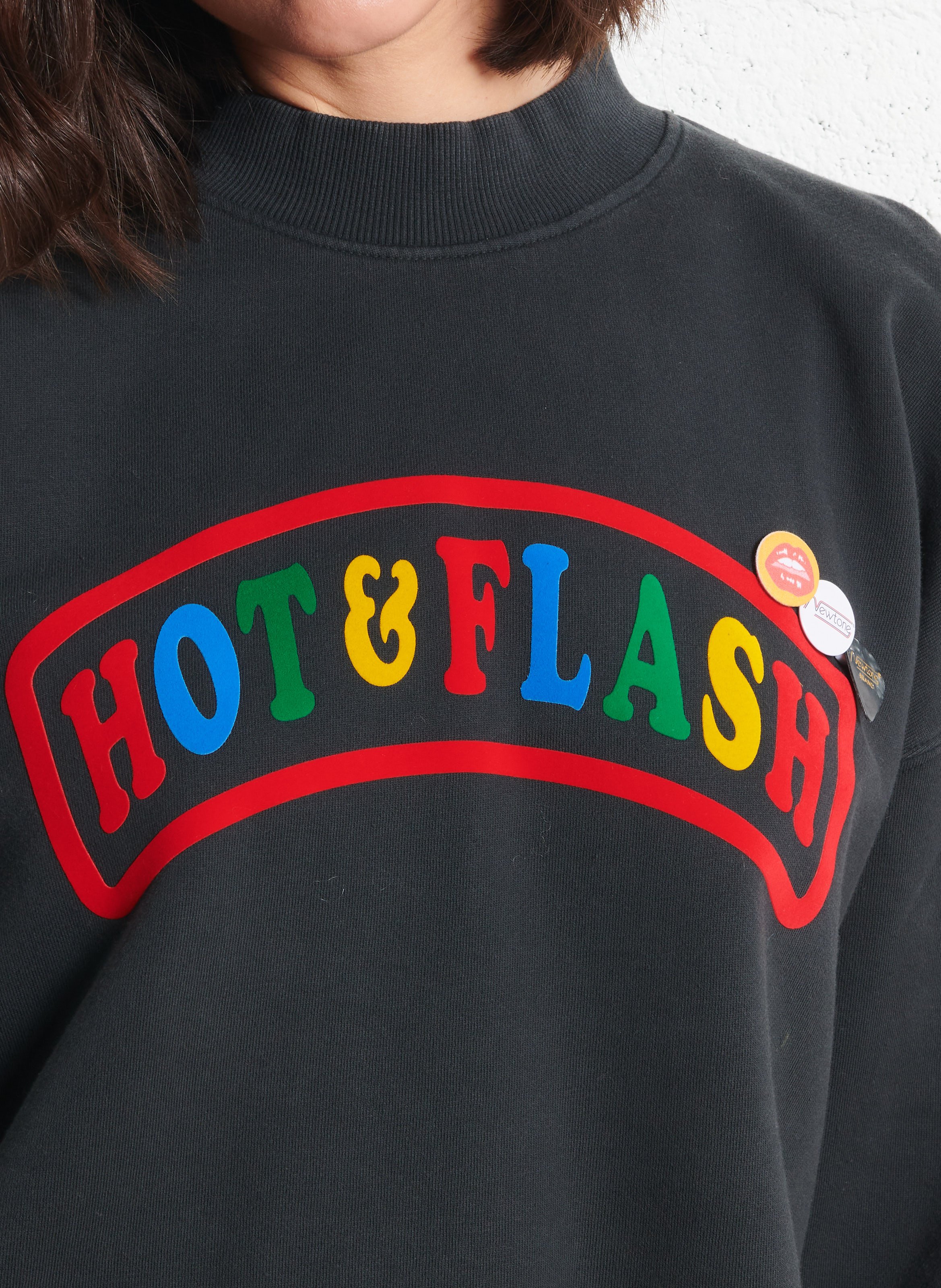 Short oversized printed cotton sweatshirt NEWTONE Black