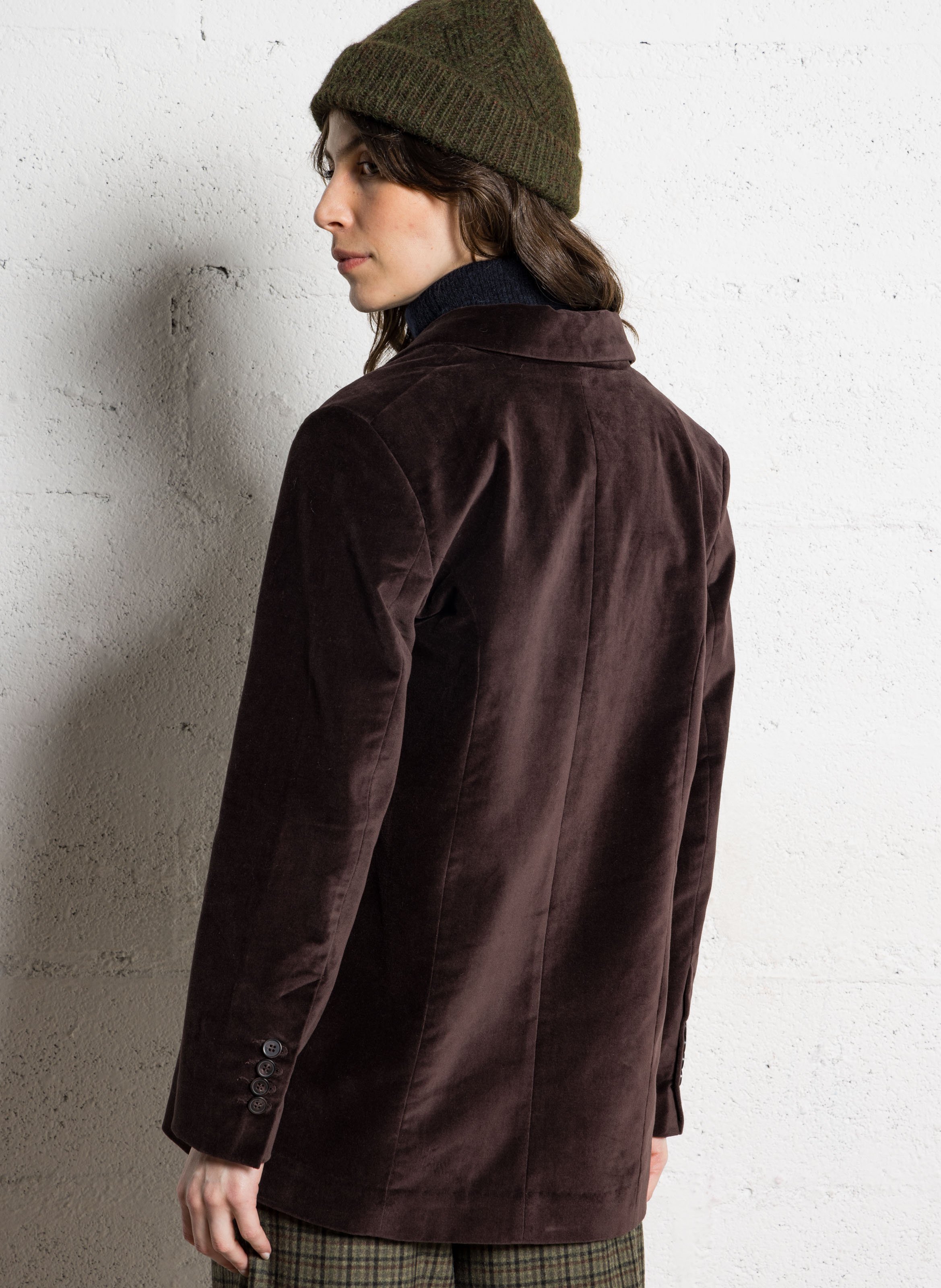 Taillierter Baumwoll-Blazer DES PETITS HAUTS Braun