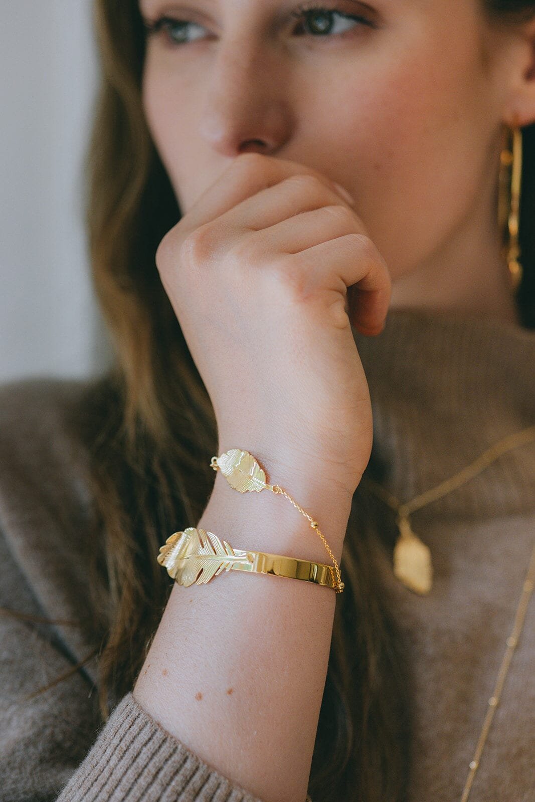 Gold-plated leaf bracelet MONSIEUR SIMONE Golden