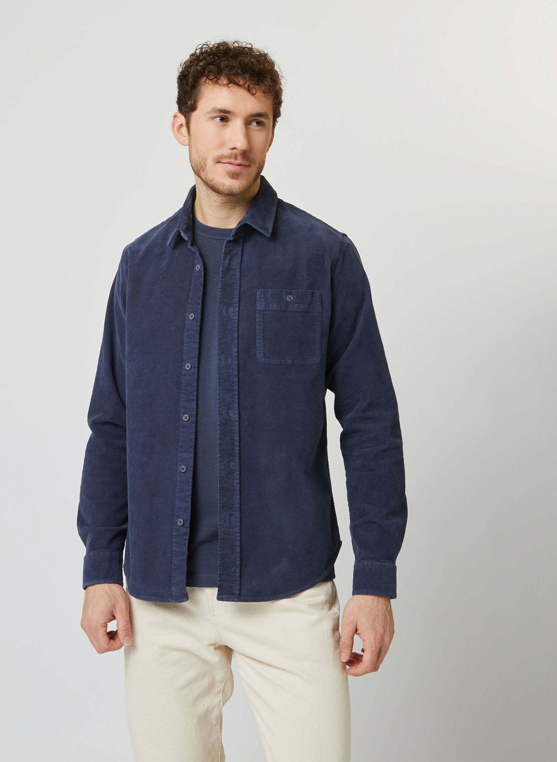 Surchemise col classique  en coton mélangé FAGUO Bleu