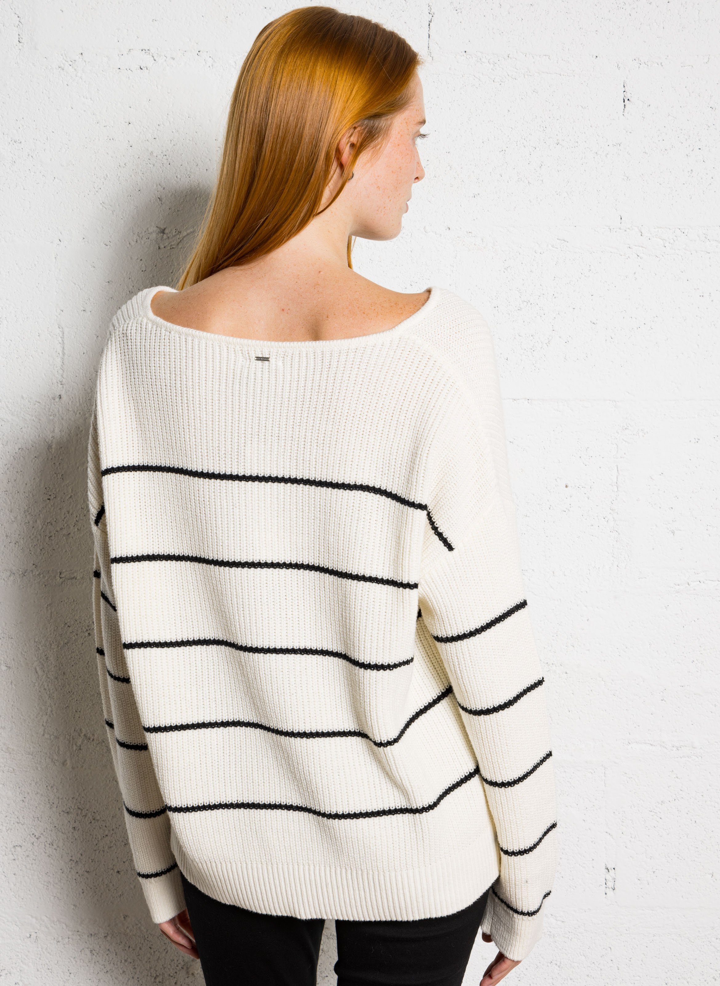 Cotton piqué blend V-neck sweater with lurex IKKS Black