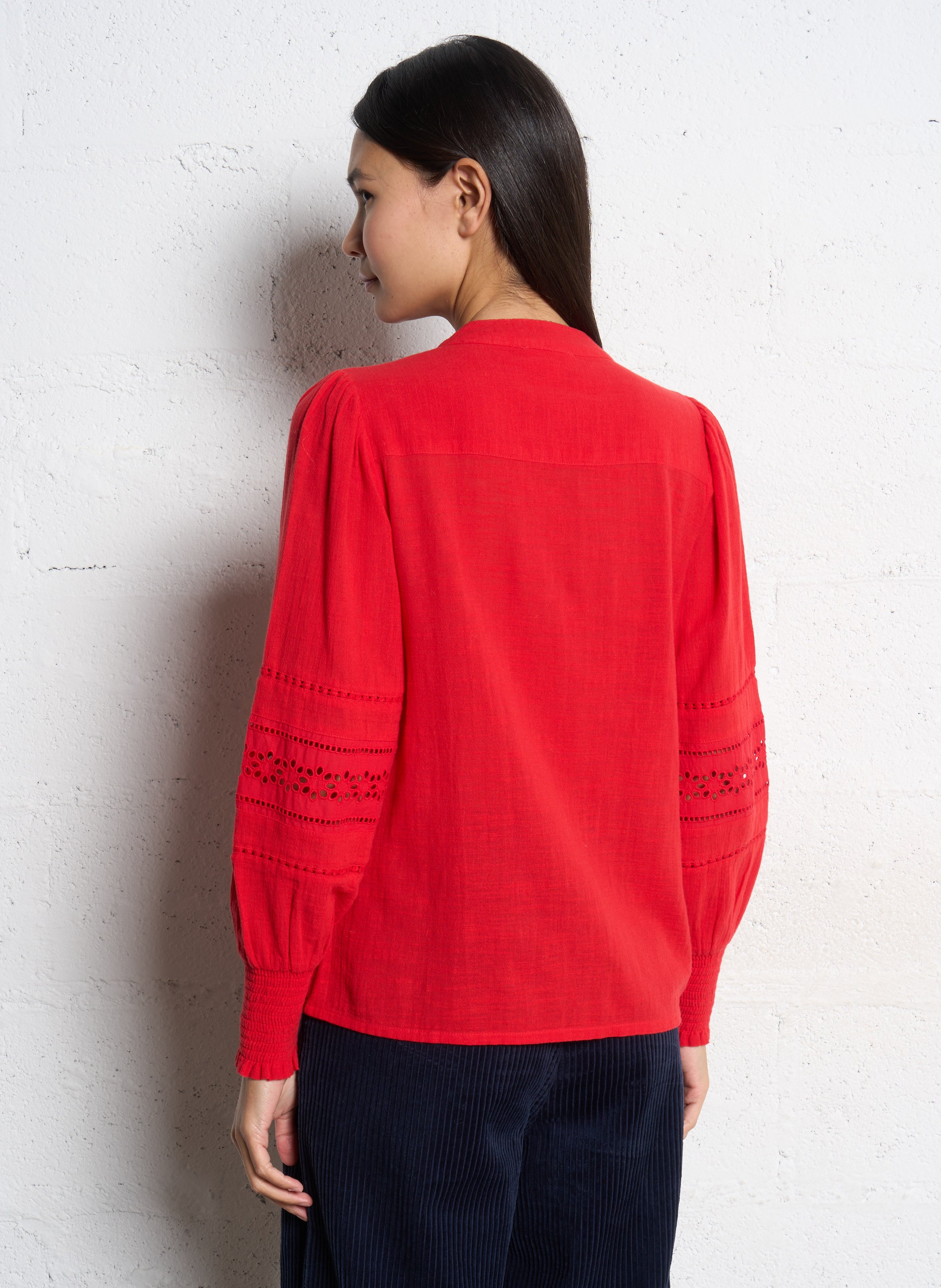 V-neck cotton blouse MAISON 123 Red