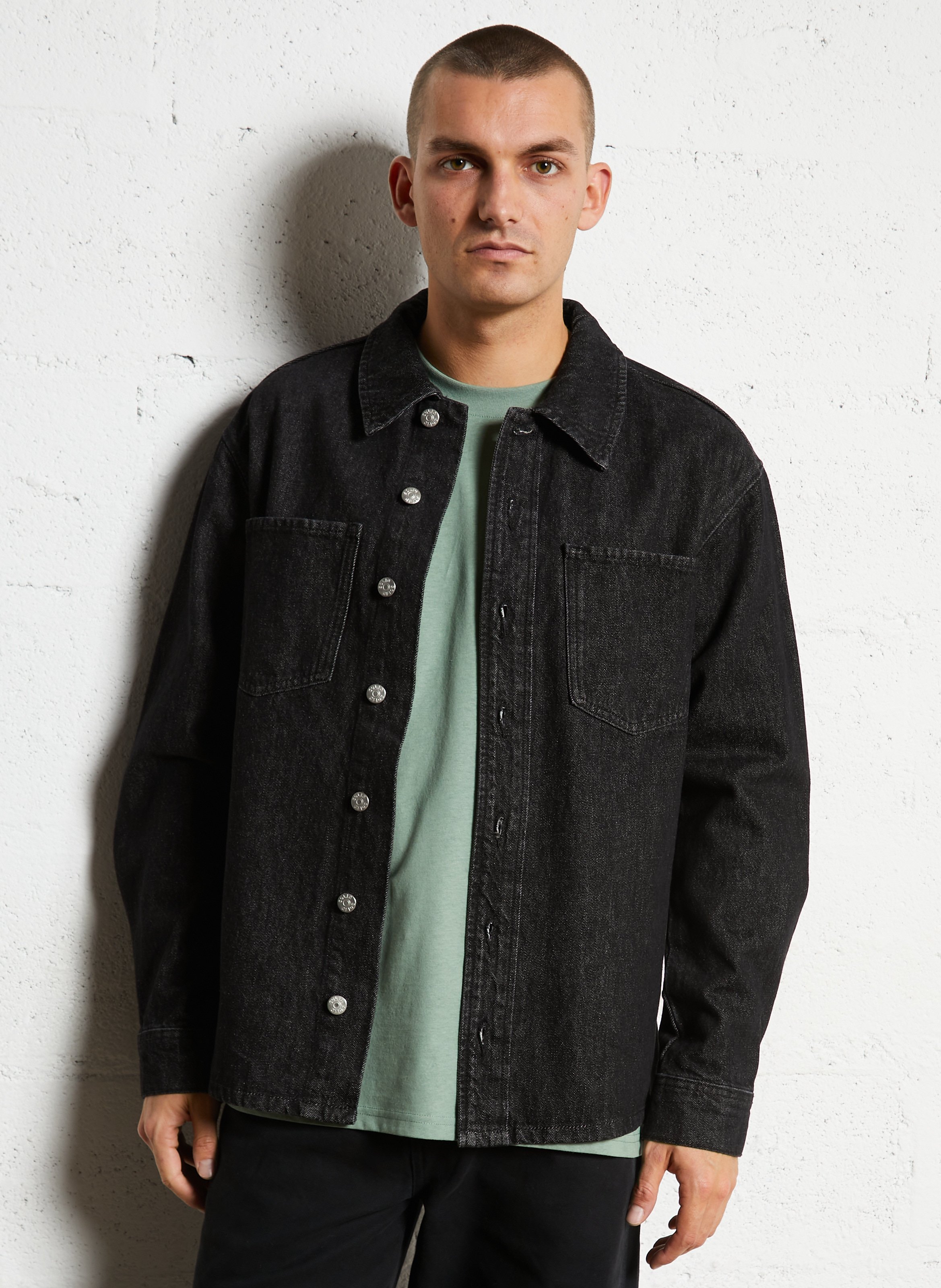 Cotton overshirt with classic collar SOLID Multicolored