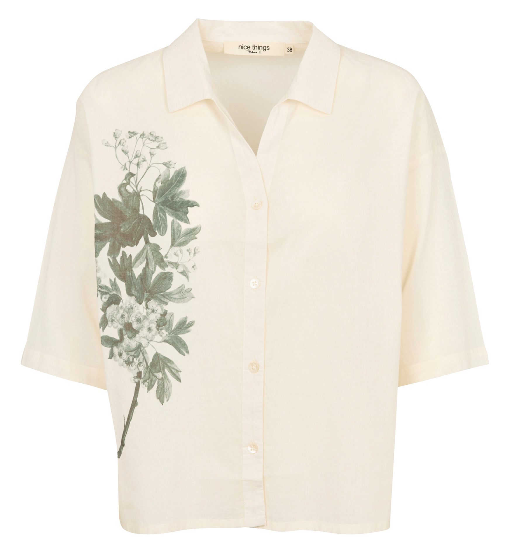 Chemise imprimée en coton NICE THINGS Beige