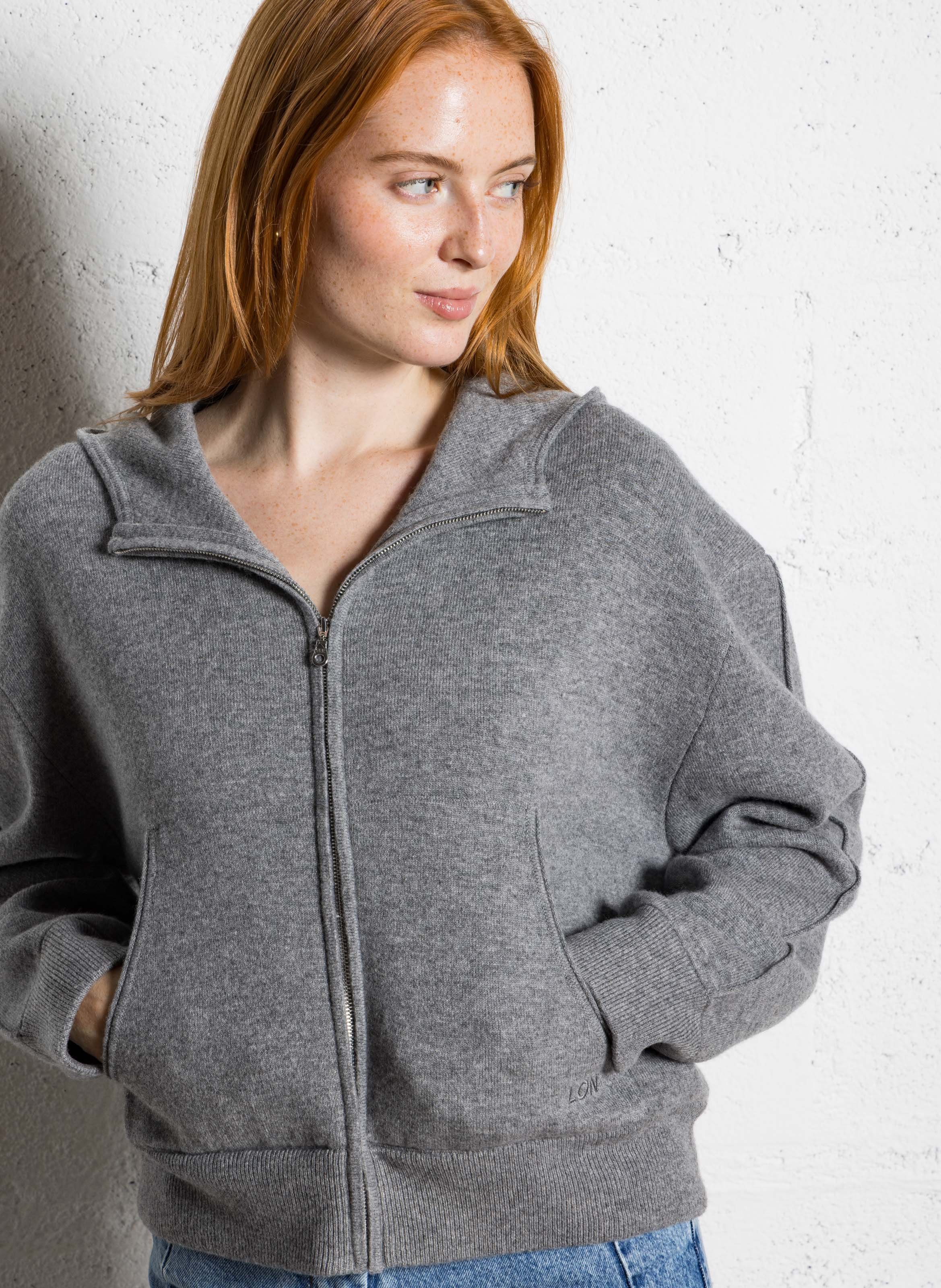 Oversize Kapuzenpullover aus Wolle und Kaschmir MARGAUX LONNBERG Silber