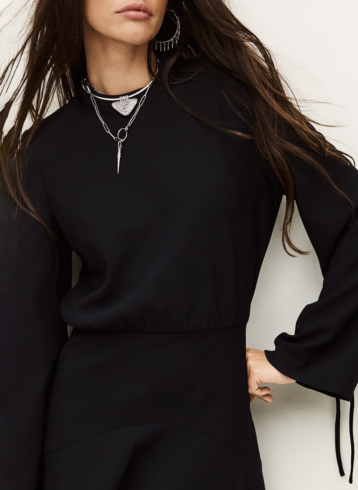 Korte jurk met ronde hals Blauw