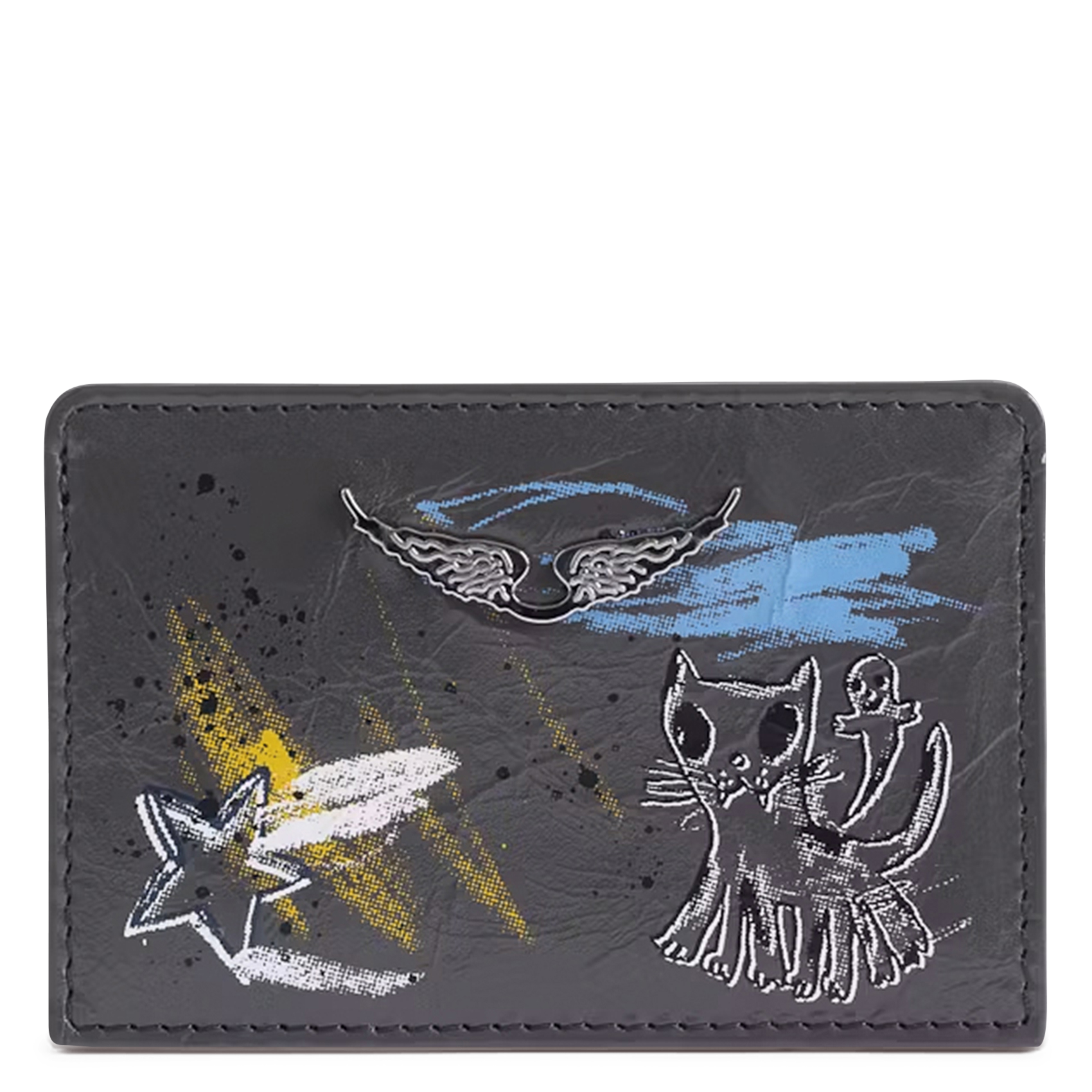 Porte-cartes en cuir imprimé ZADIG&VOLTAIRE Gris