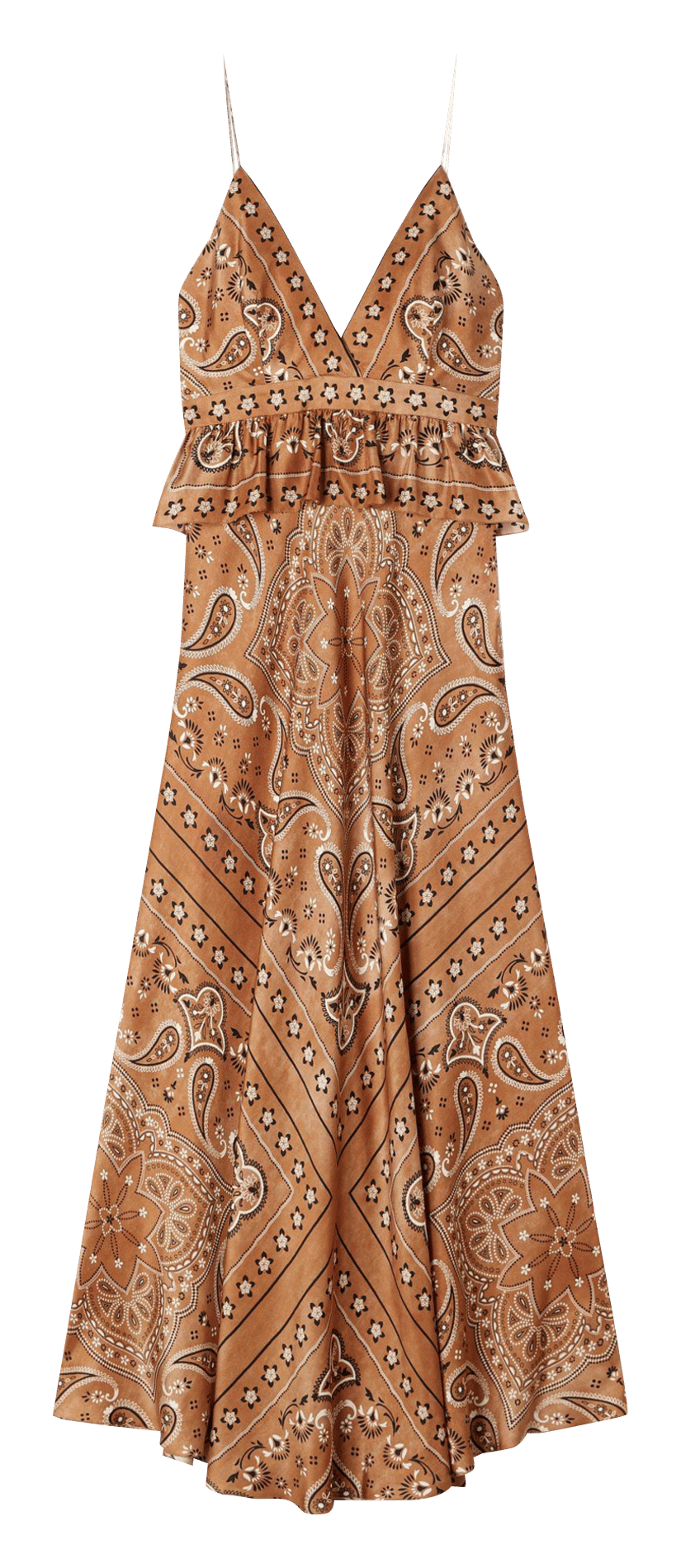 Lange jurk met V-hals SANDRO Bruin