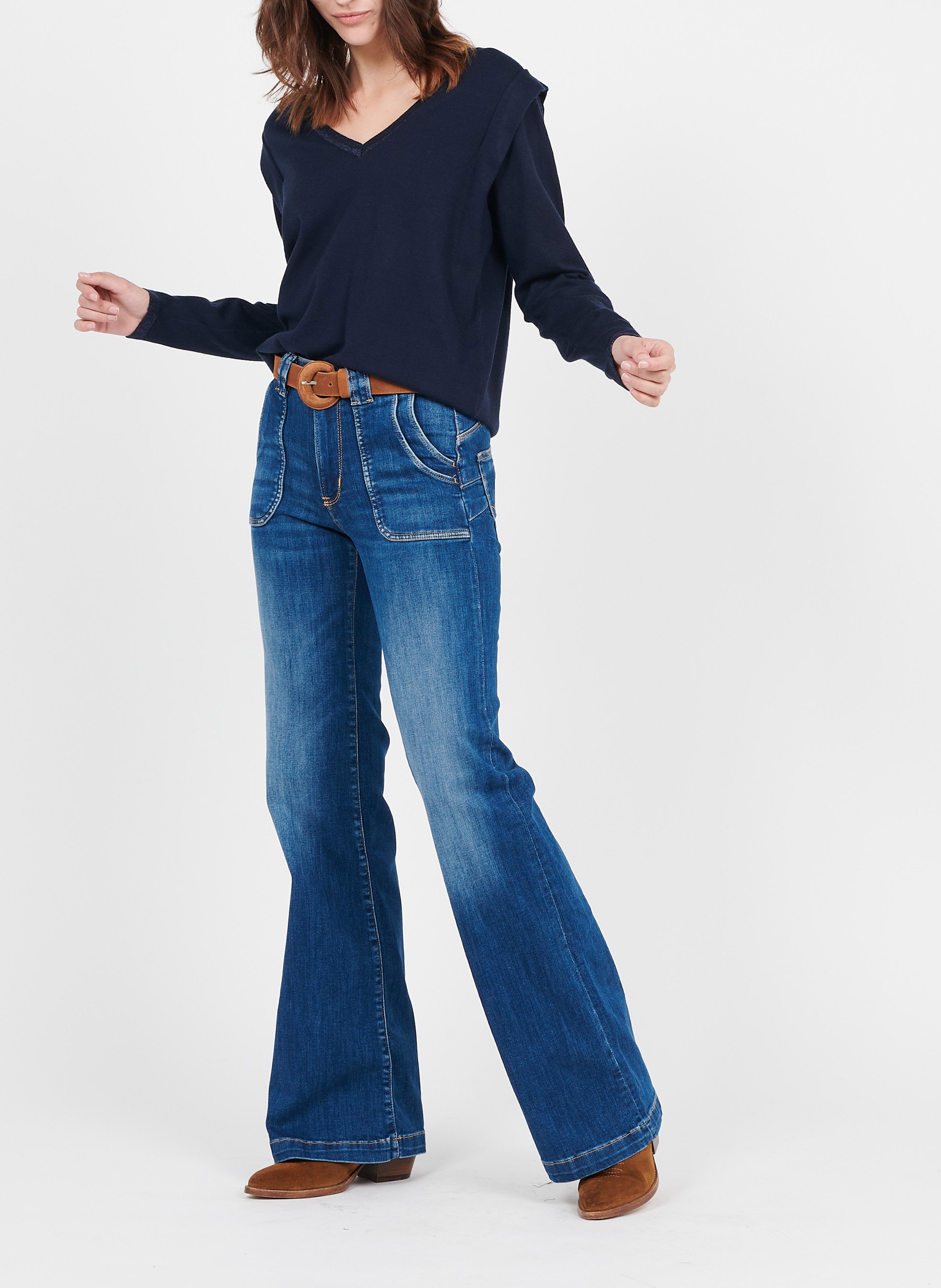 Ceinture en cuir à boucle  ONE STEP Marron