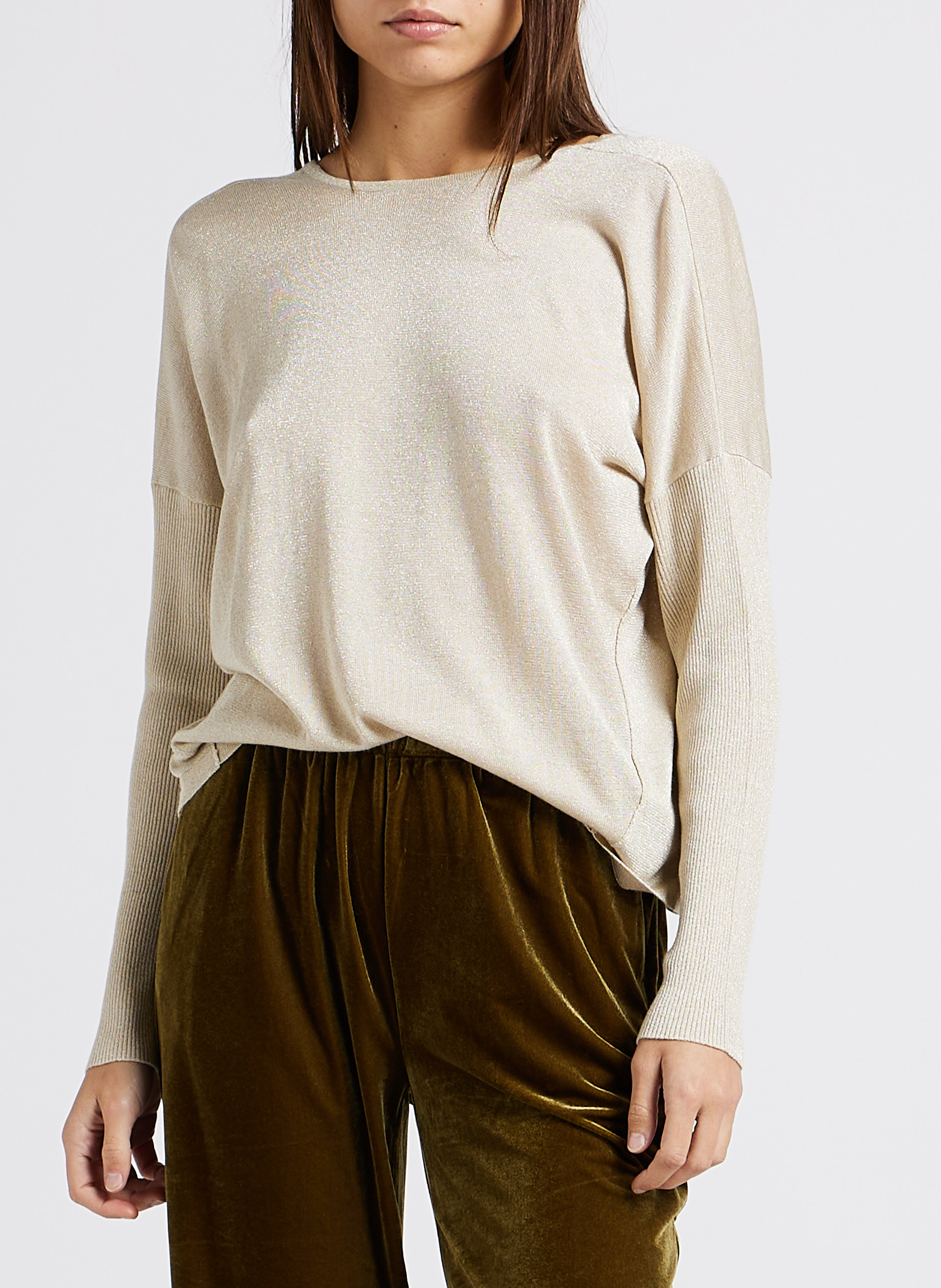 Weiter Pullover mit Rundhalsausschnitt KARMA KOMA Beige