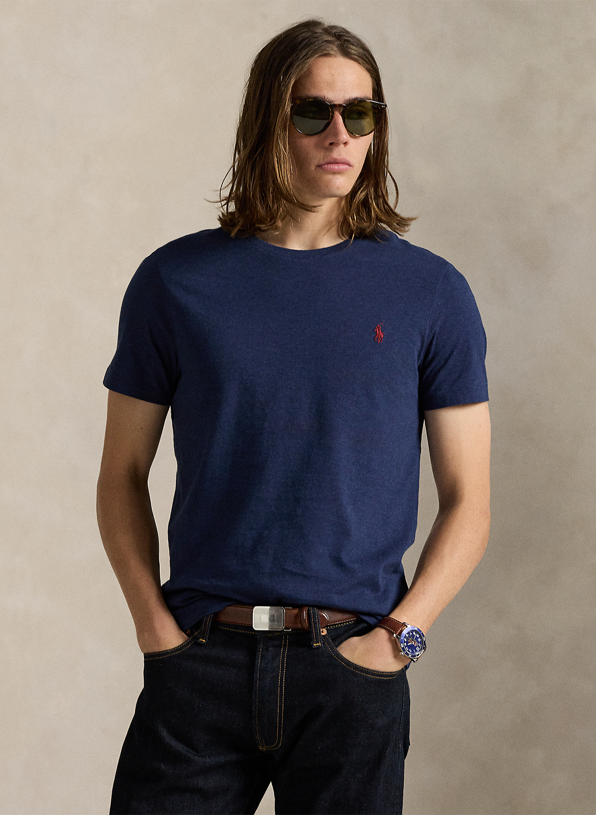 Slim-fit round-neck cotton T-shirt POLO RALPH LAUREN Blue