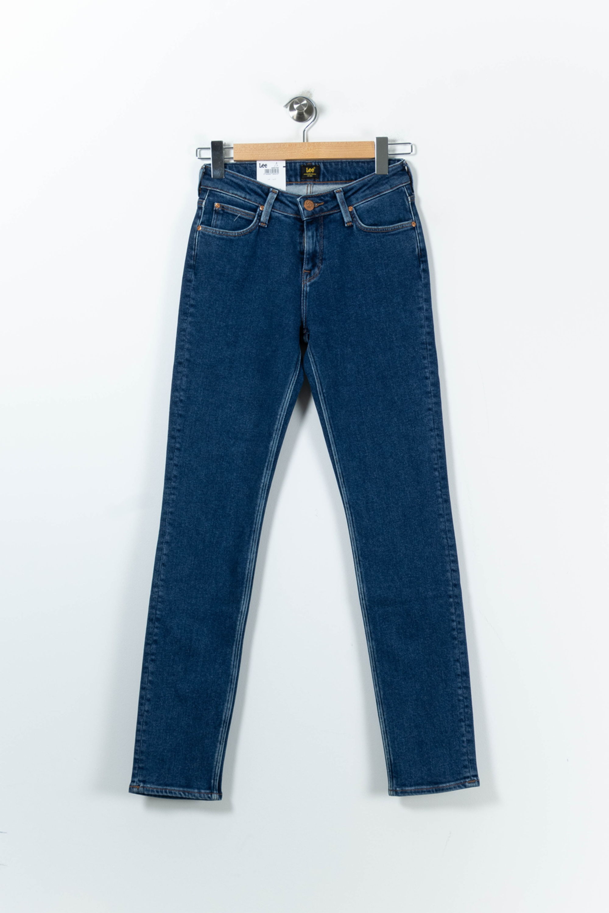 Cropped slim jeans with studs LEE - Seconde Main Blue