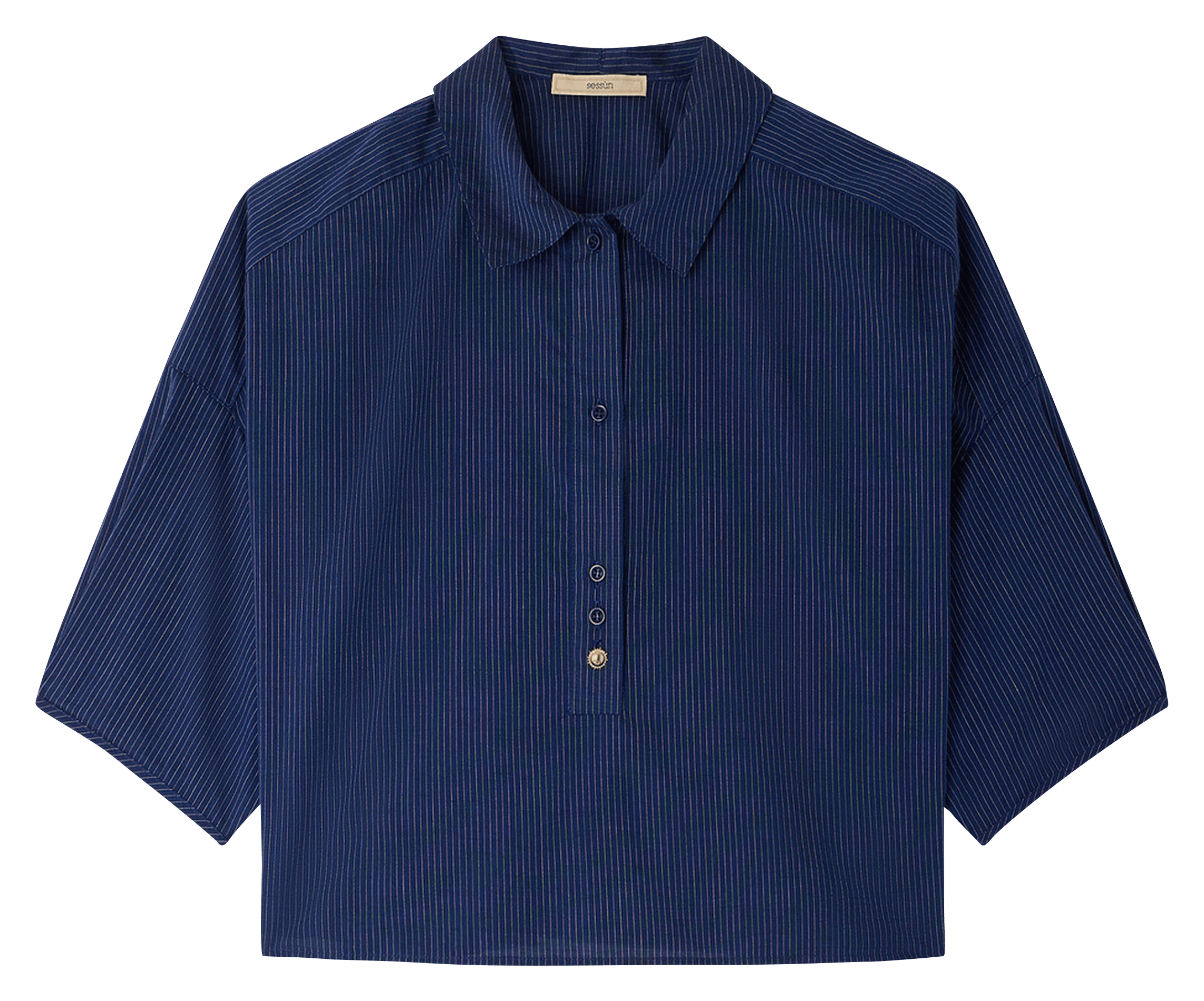 Cotton polo neck blouse SESSUN Blue