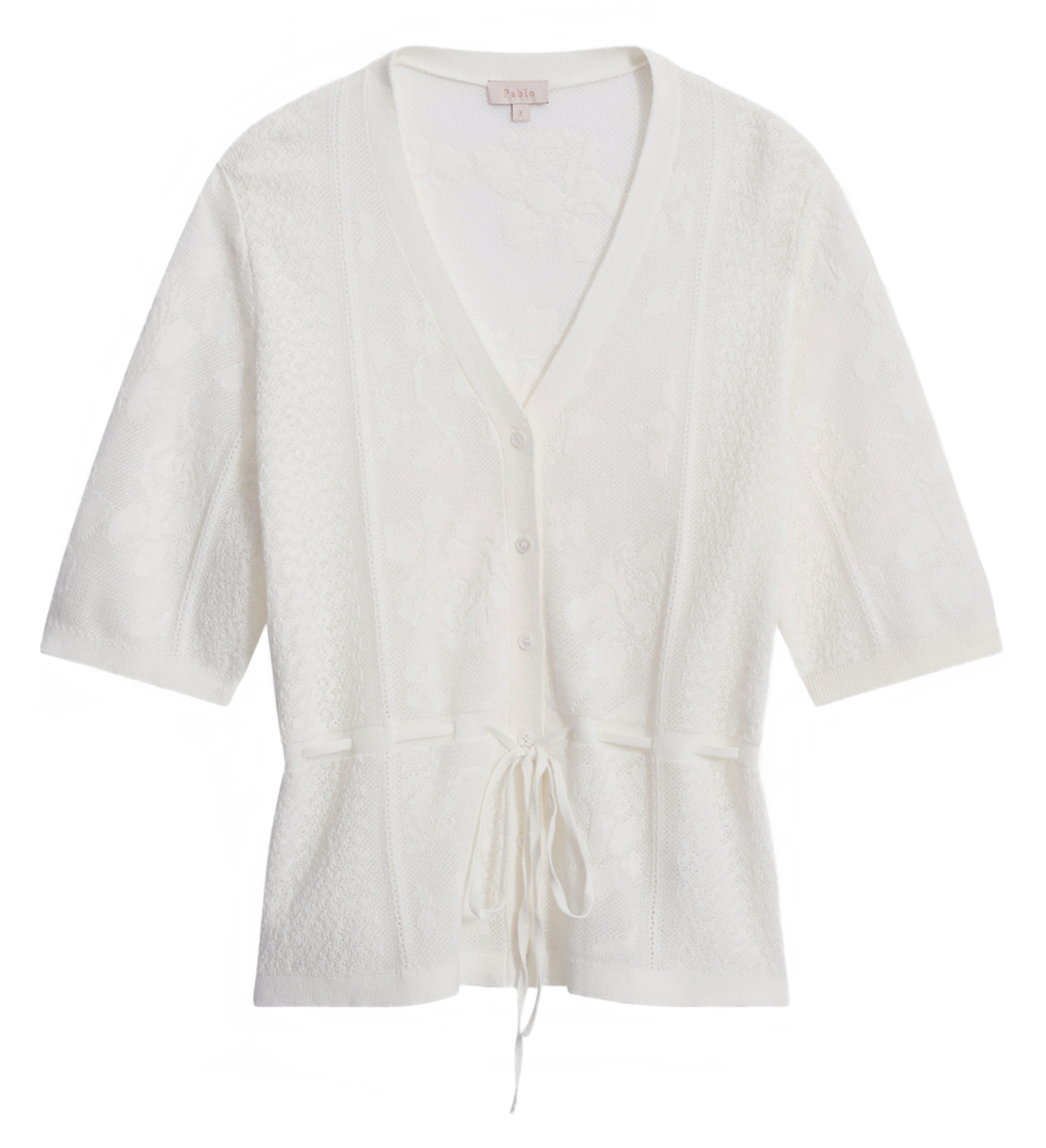 Gilet droit col V en coton mélangé PABLO Beige