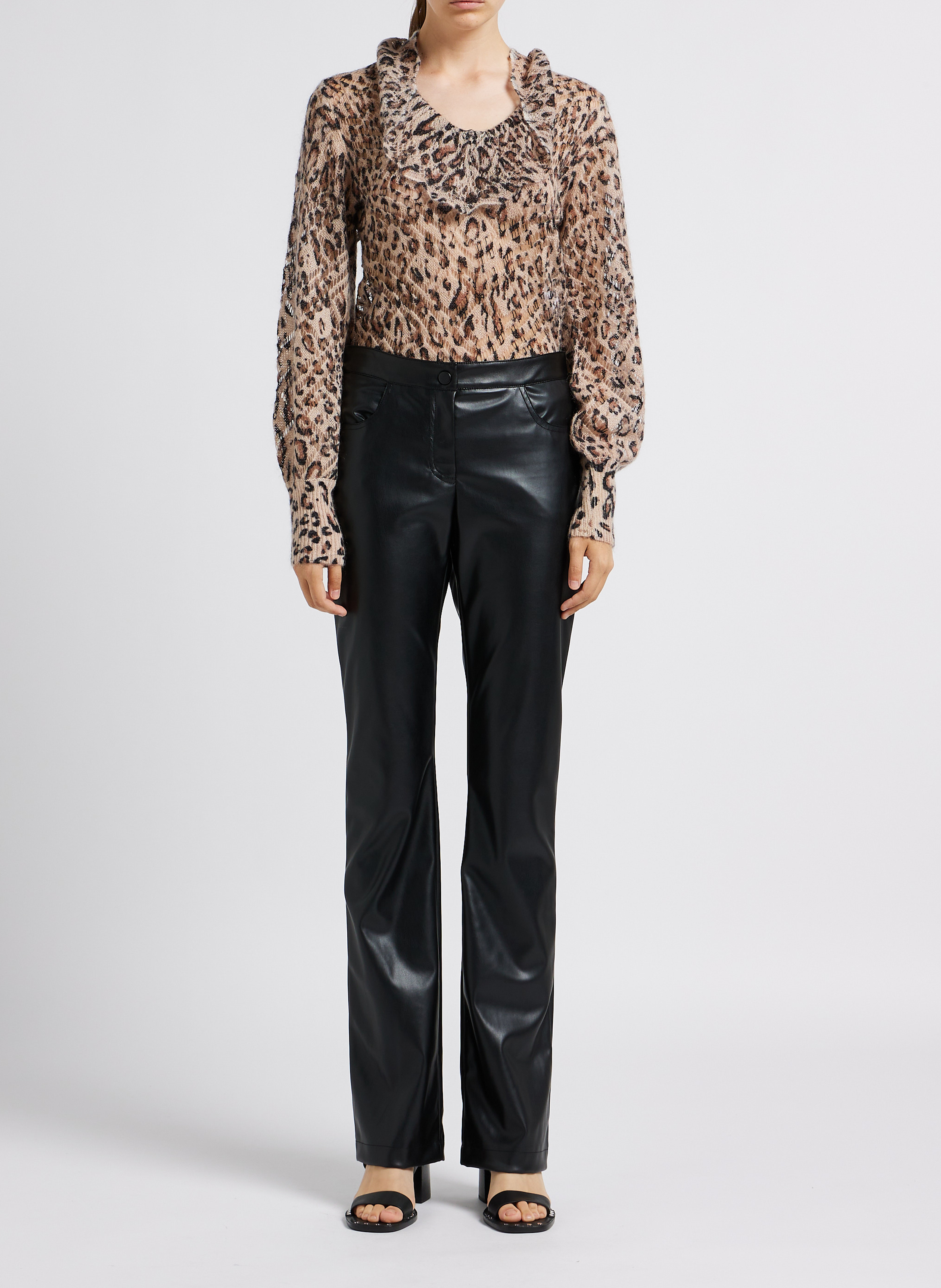 Round-neck leopard print sweater TWINSET Brown