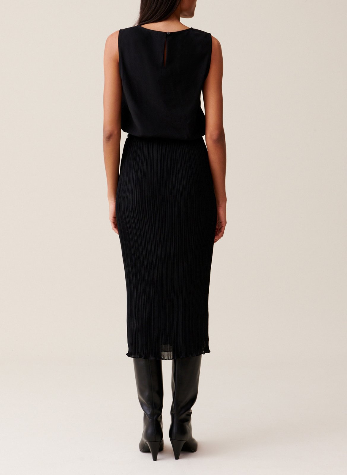 Robe longue col rond plissée CLAUDIE PIERLOT Noir