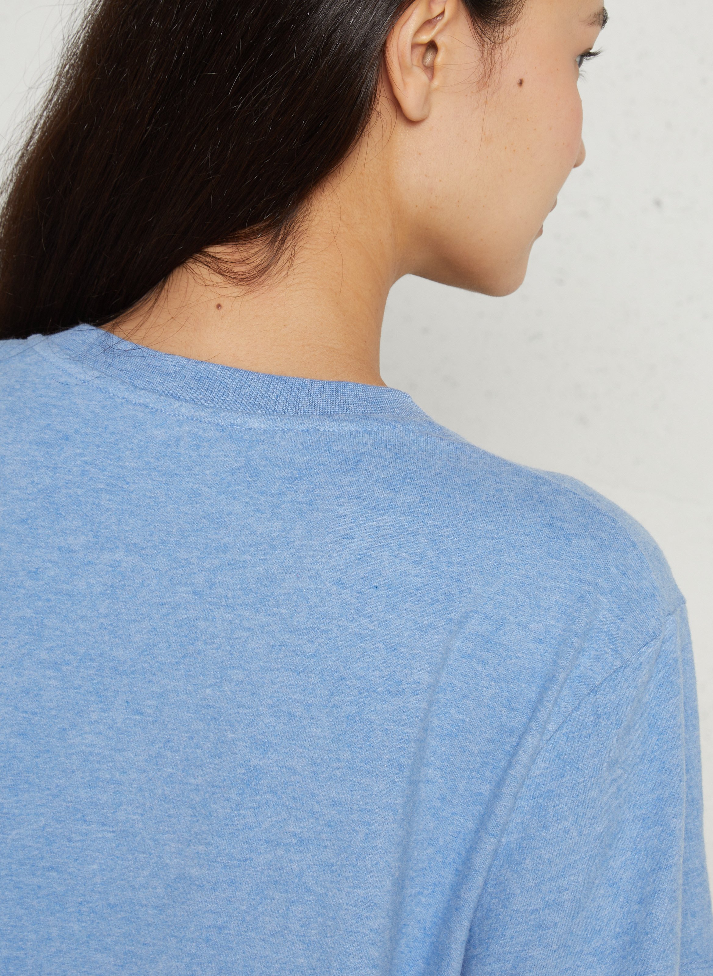 T-shirt met ronde hals | katoenblend met chiné-effect AMERICAN VINTAGE Blauw