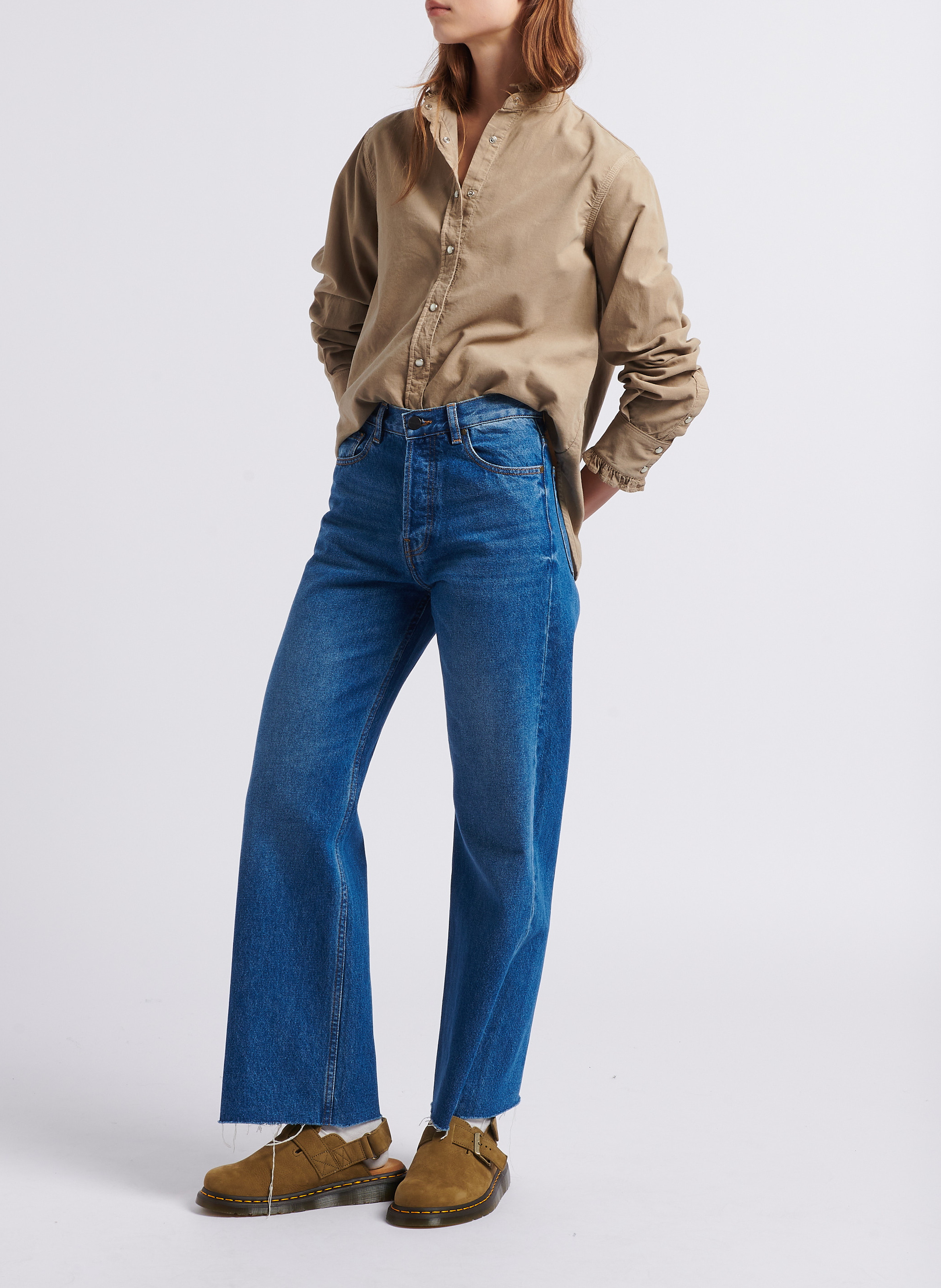 Cotton corduroy shirt with Victorian collar ACQUAVERDE Beige