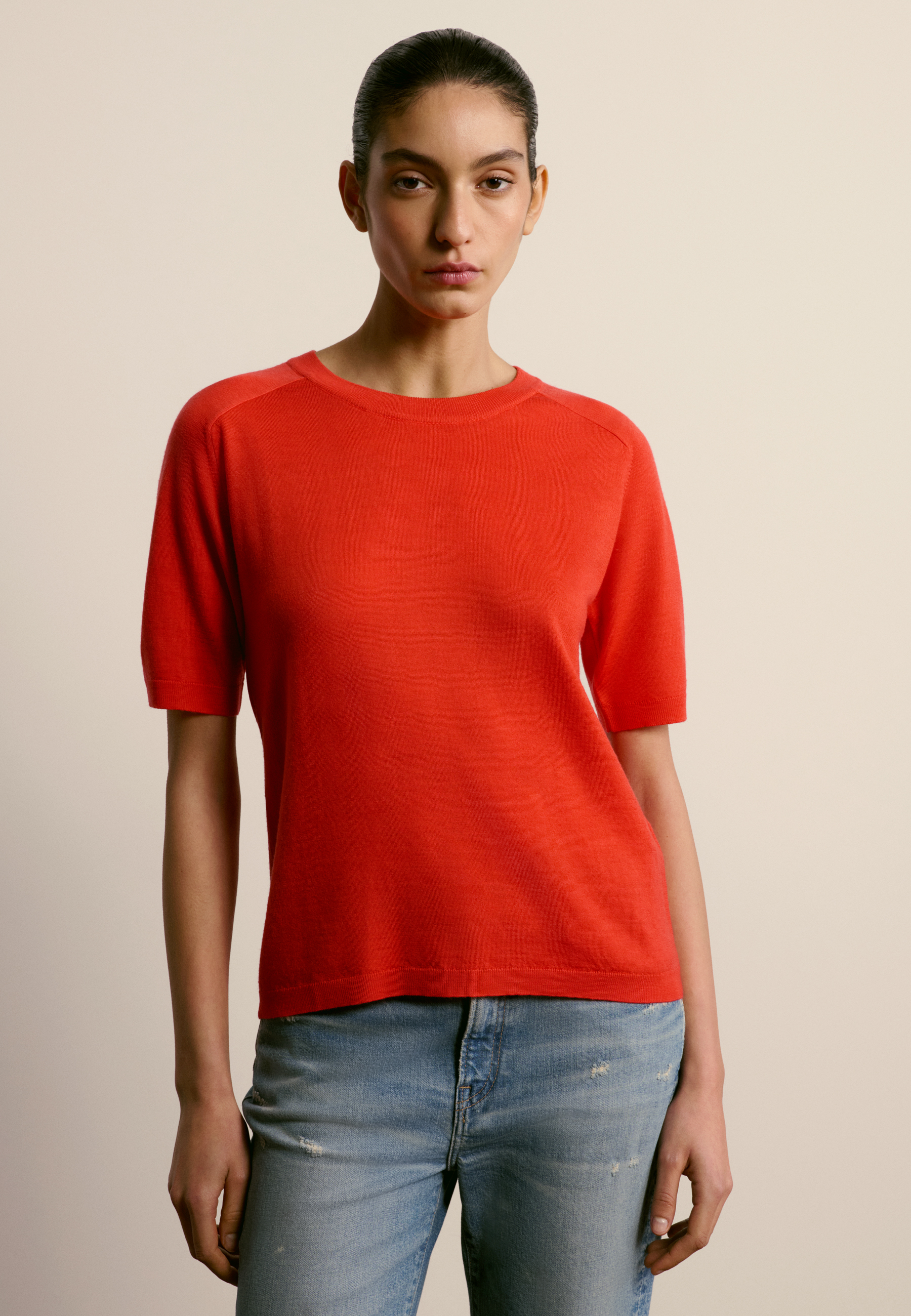 Round neck merino wool T-shirt MAISON MONTAGUT
