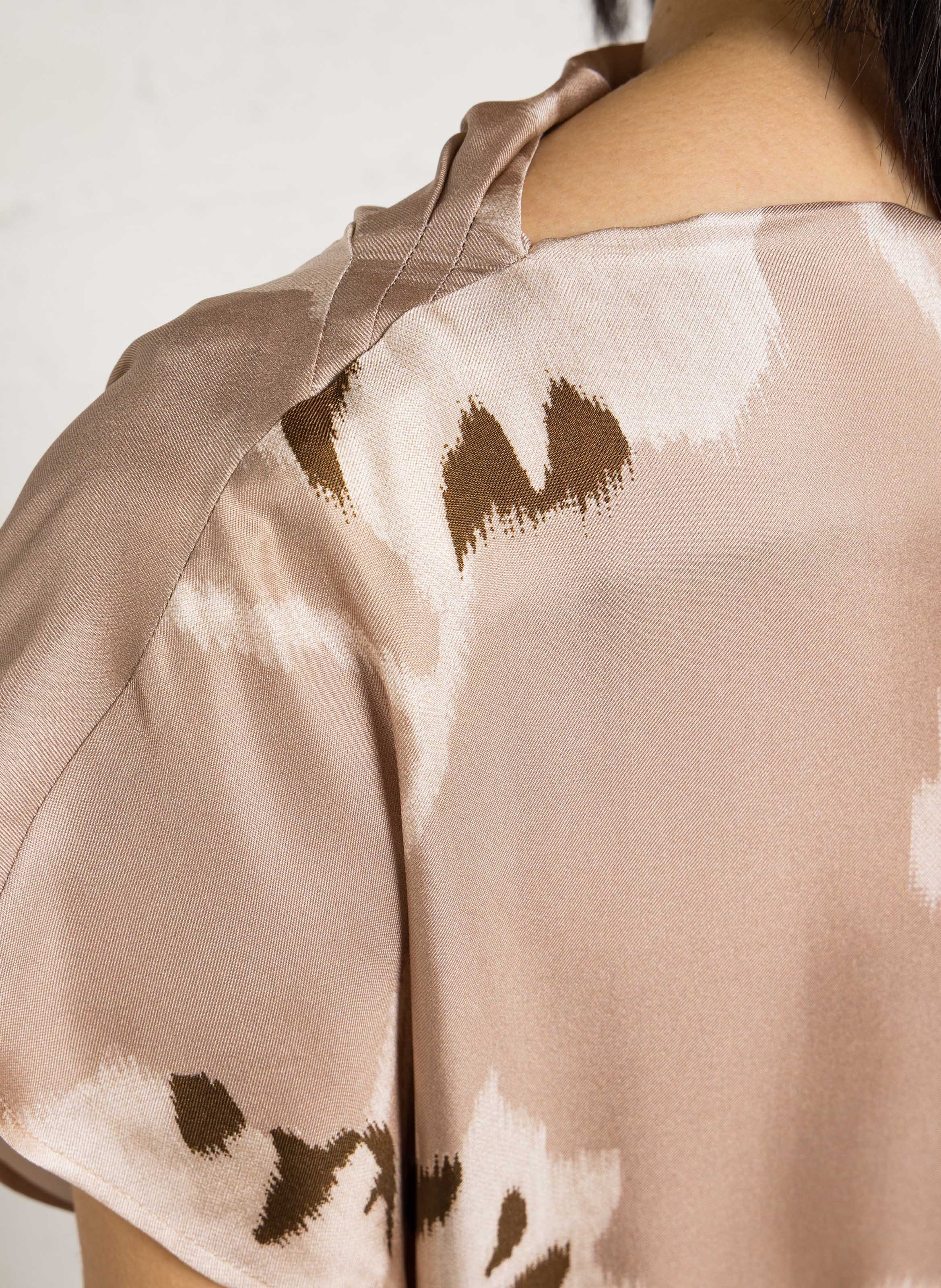 Long printed silk dress SOEUR Beige