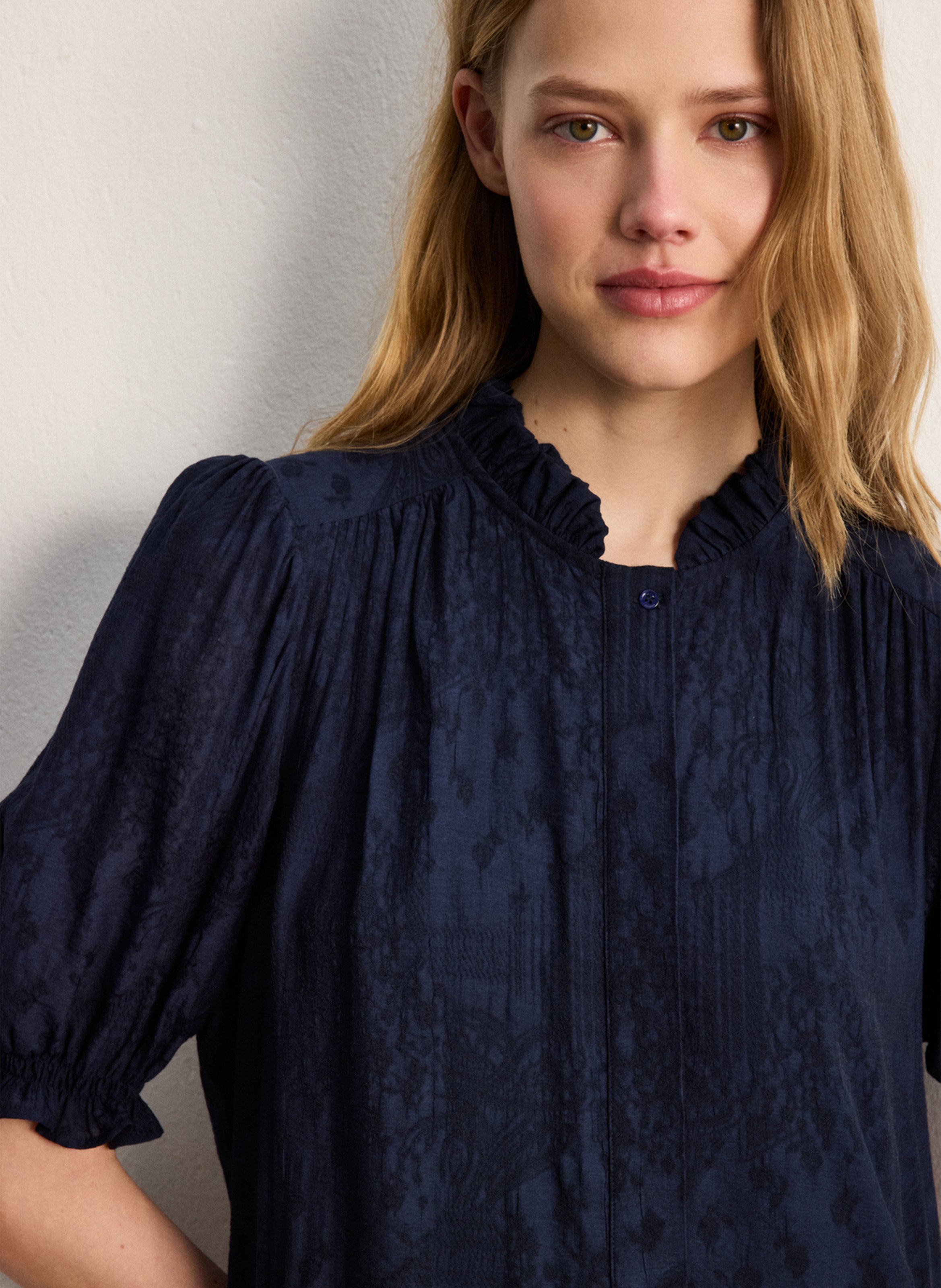 Robe courte col à volants PABLO Bleu